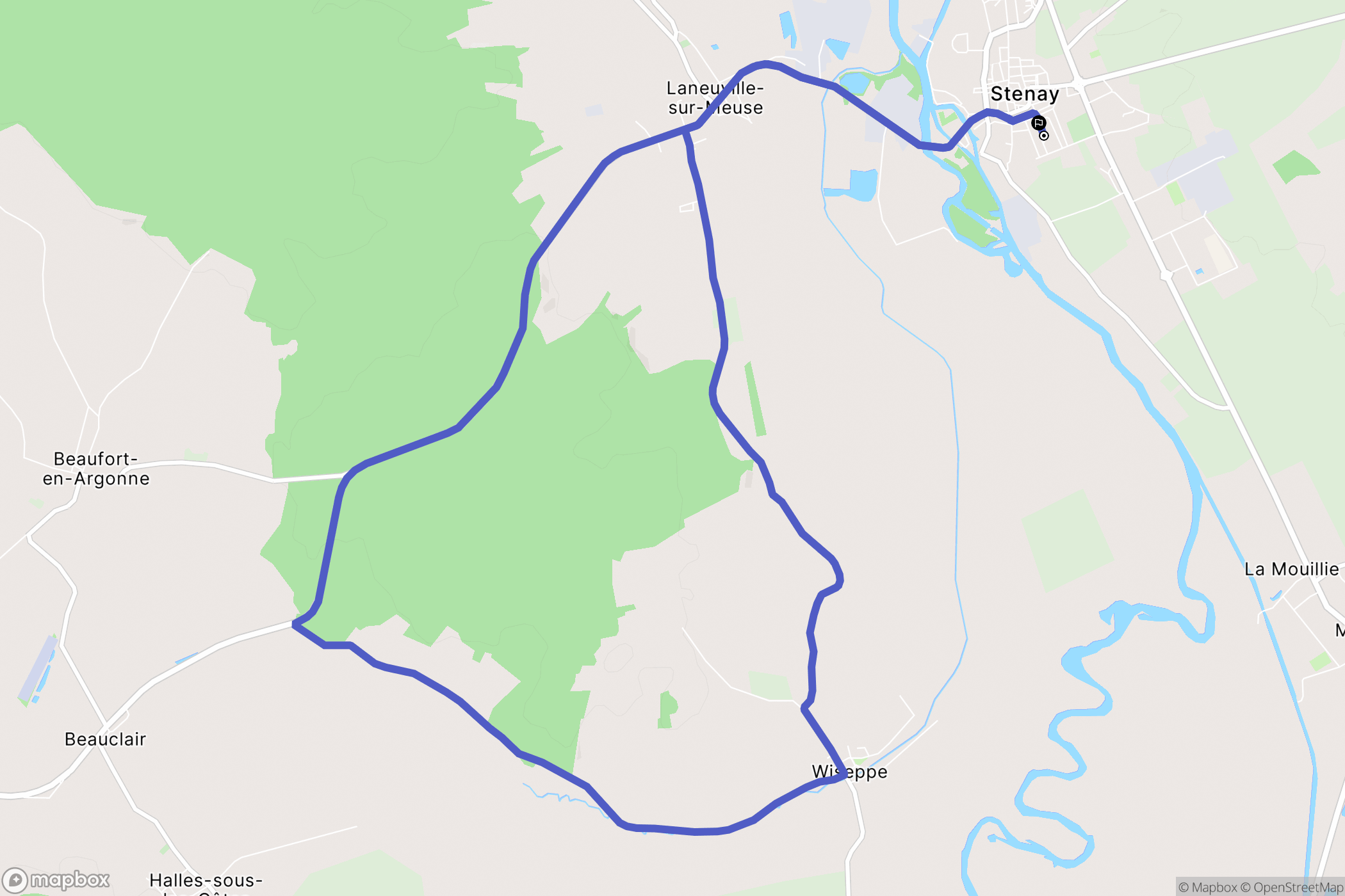 Stenay : carte du parcours de randonnée - France