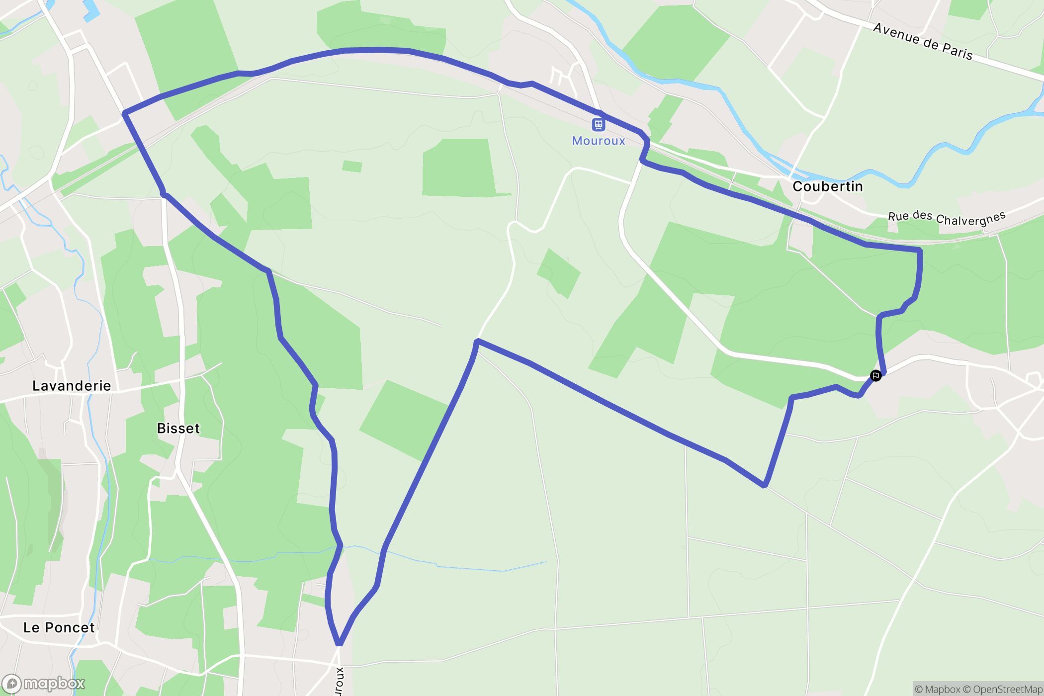 Mouroux : carte du parcours de randonnée - France