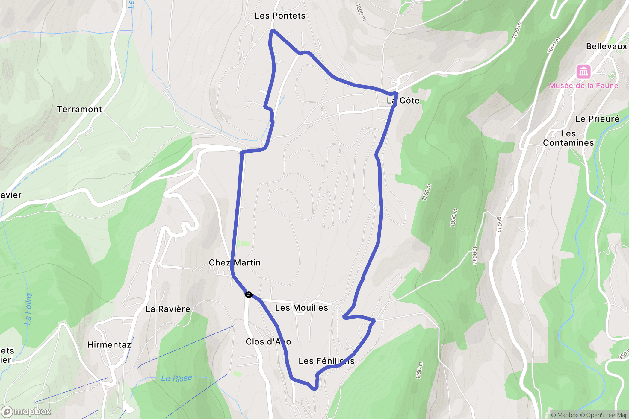 Bellevaux : carte du parcours de randonnée - France