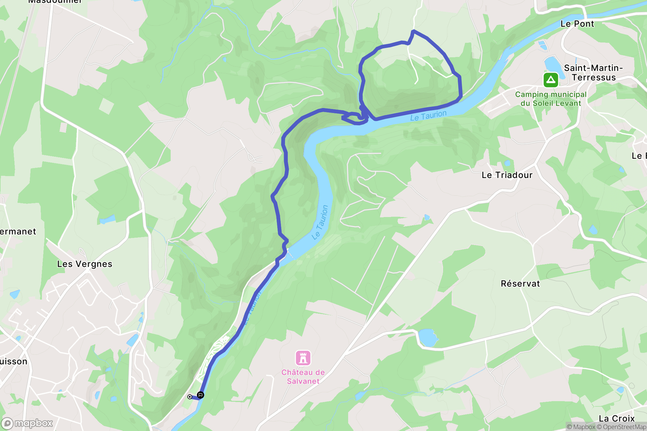 Saint-Priest-Taurion : carte du parcours de randonnée - France