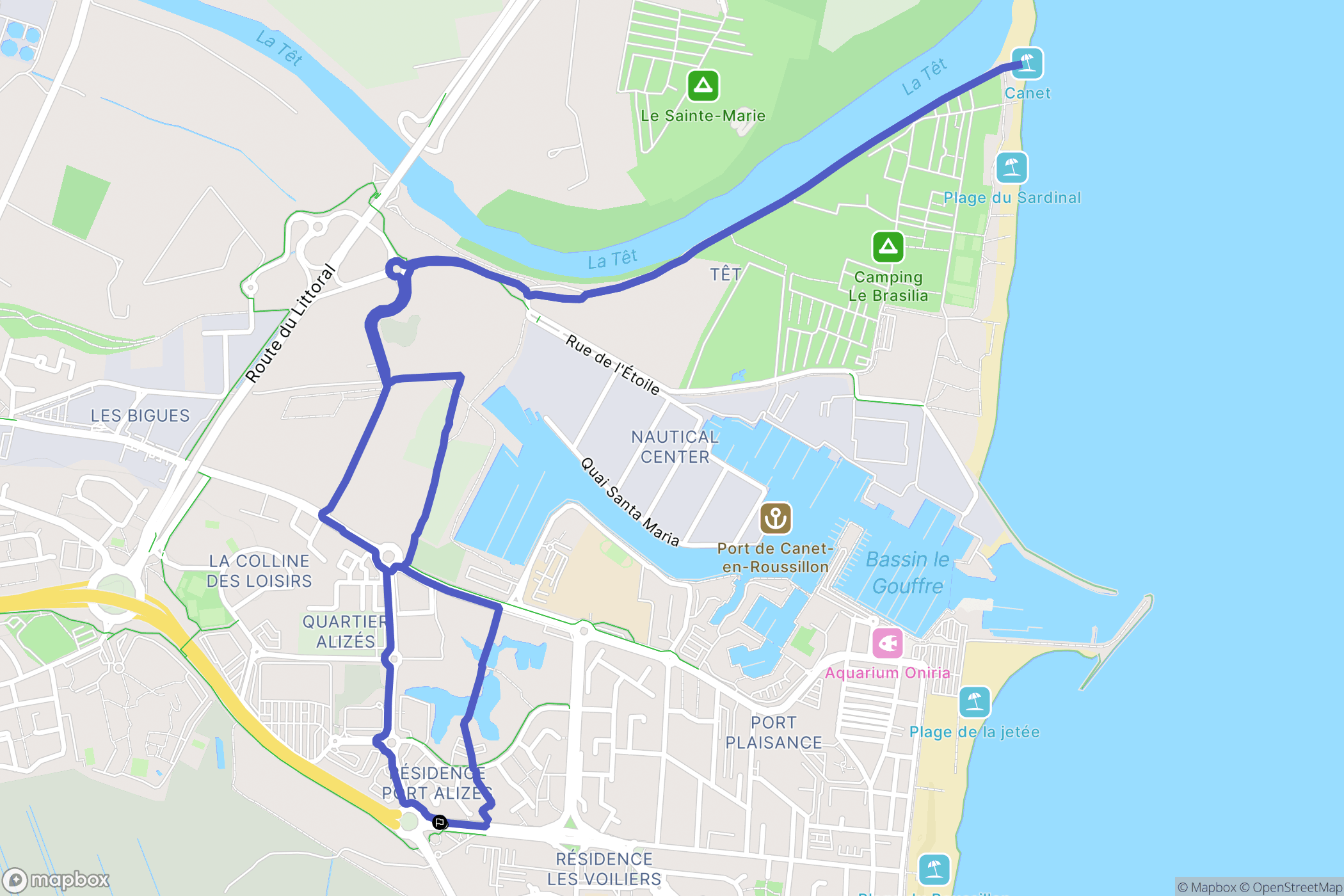 Canet-en-Roussillon : carte du parcours de randonnée - France