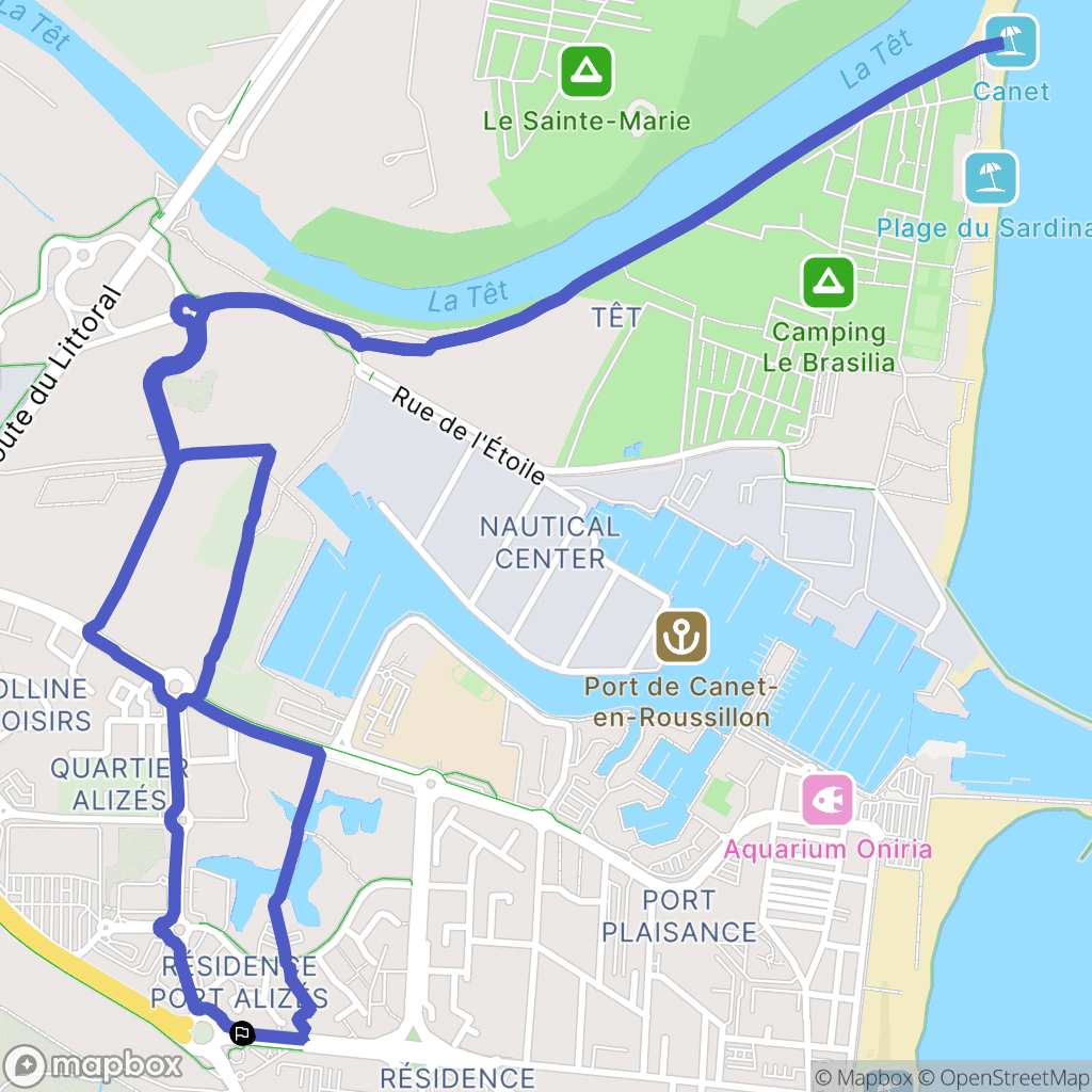 Canet-en-Roussillon : carte du parcours de randonnée - France