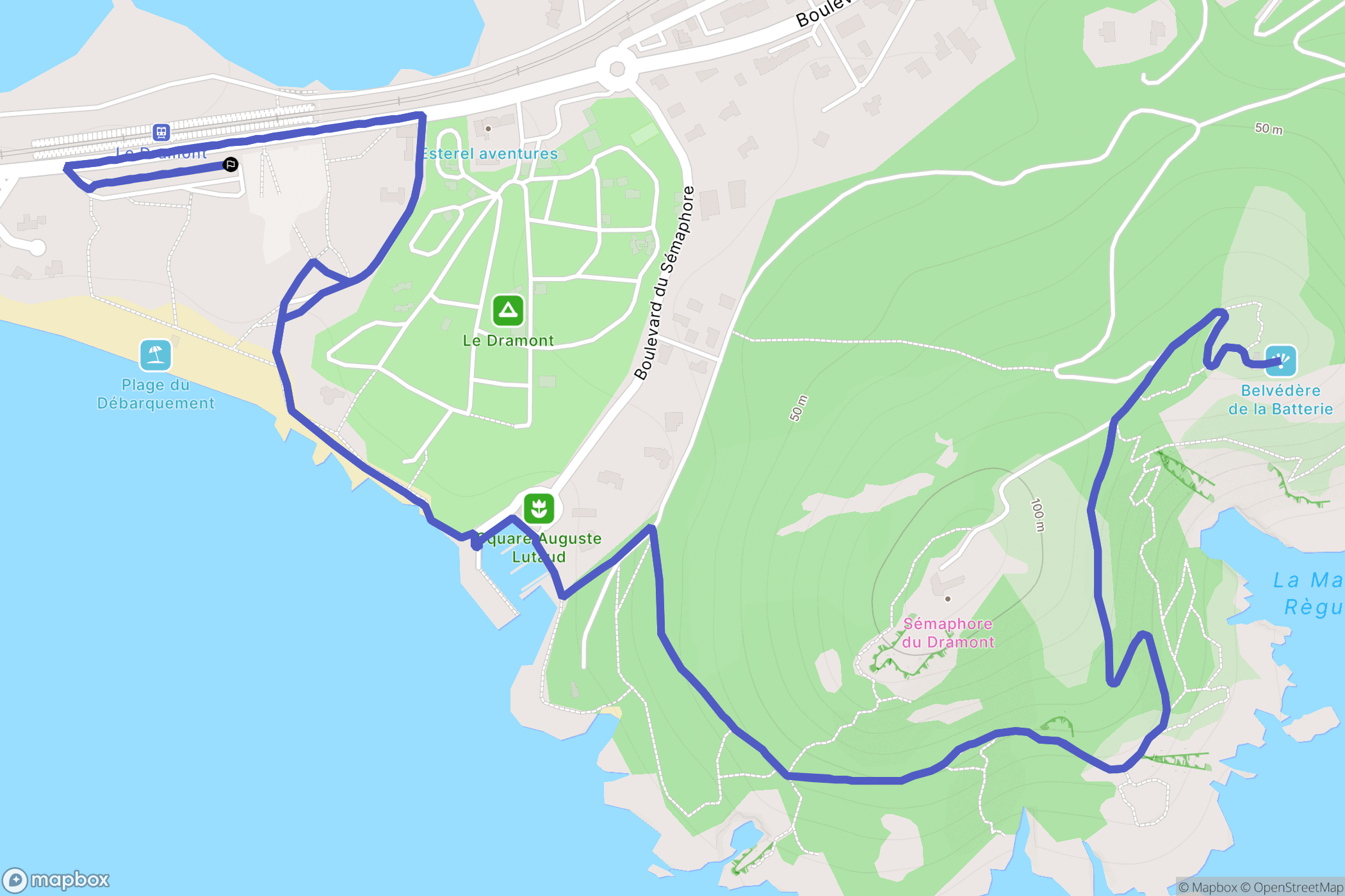 Saint-Raphaël : carte du parcours de randonnée - France