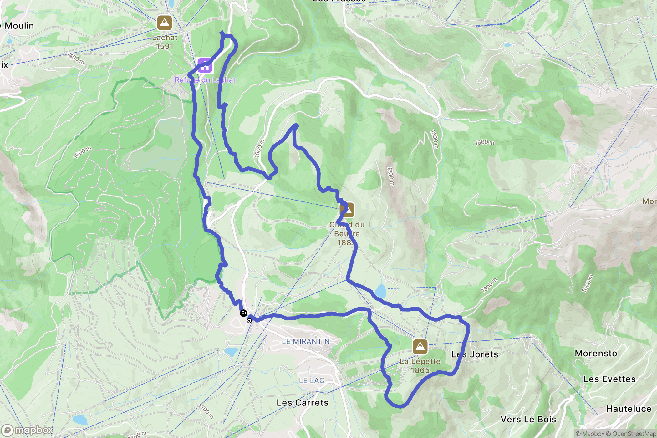 Hauteluce : carte du parcours de randonnée - France