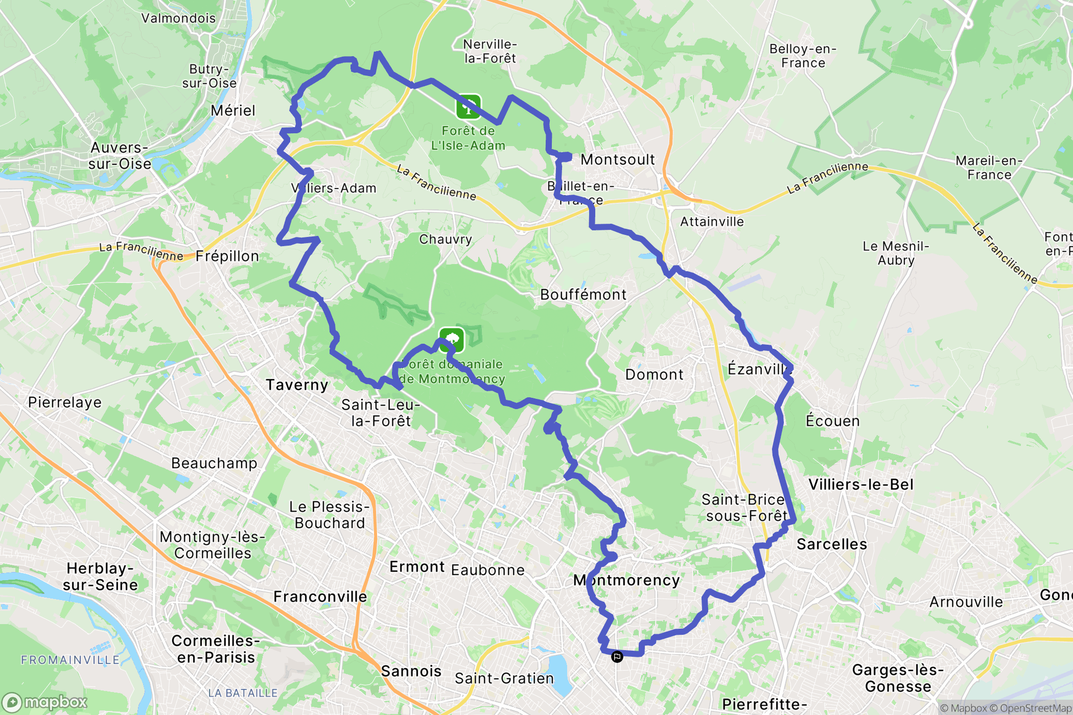 Deuil-la-Barre : carte du parcours de randonnée - France