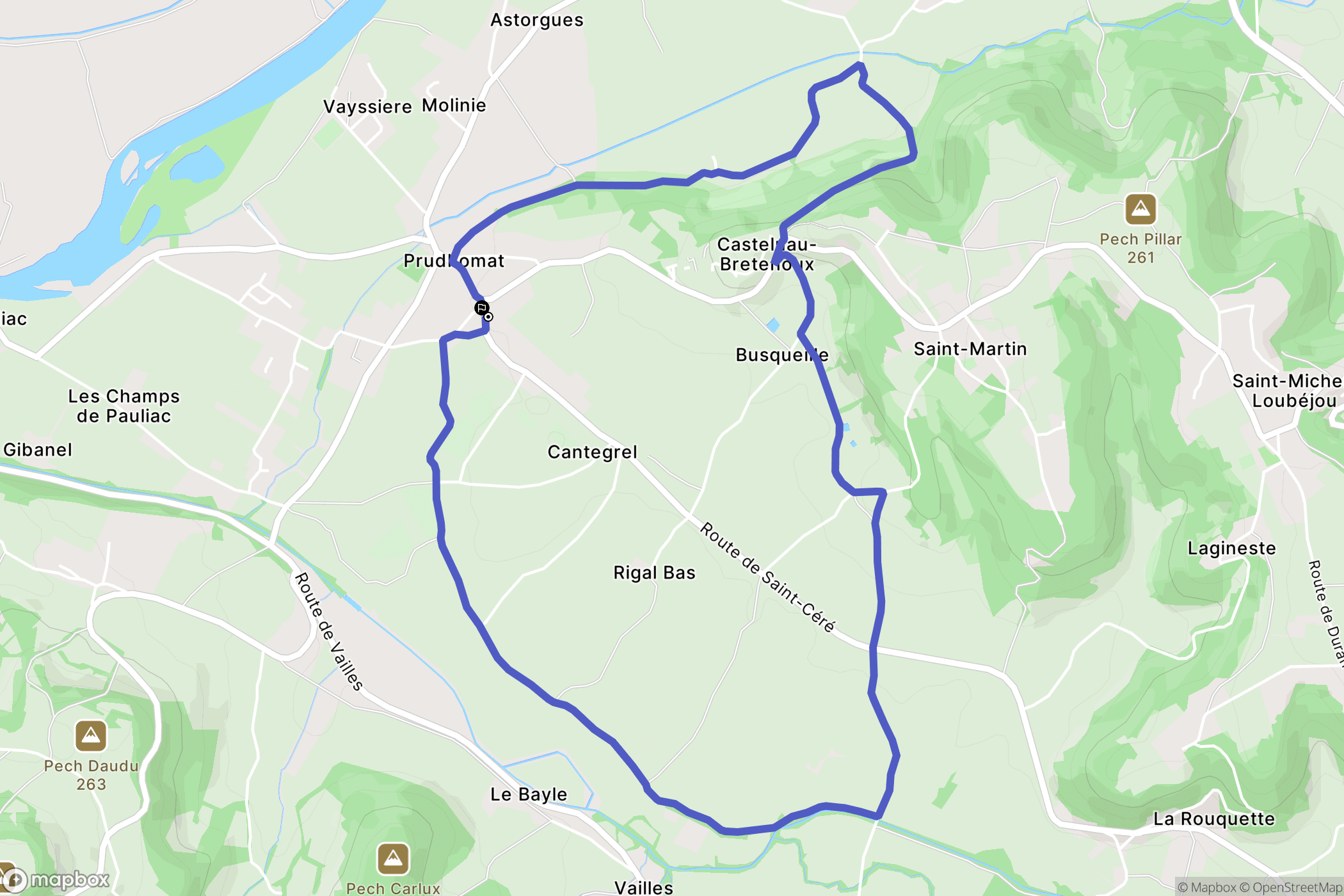 Prudhomat : carte du parcours de randonnée - France