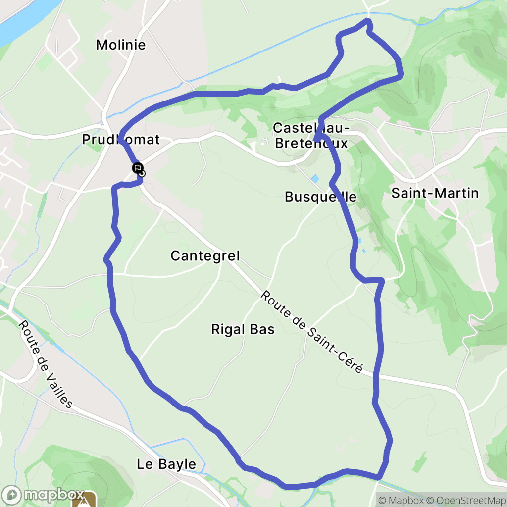 Prudhomat : carte du parcours de randonnée - France
