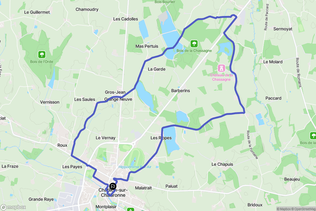 Châtillon-sur-Chalaronne : carte du parcours de randonnée - France