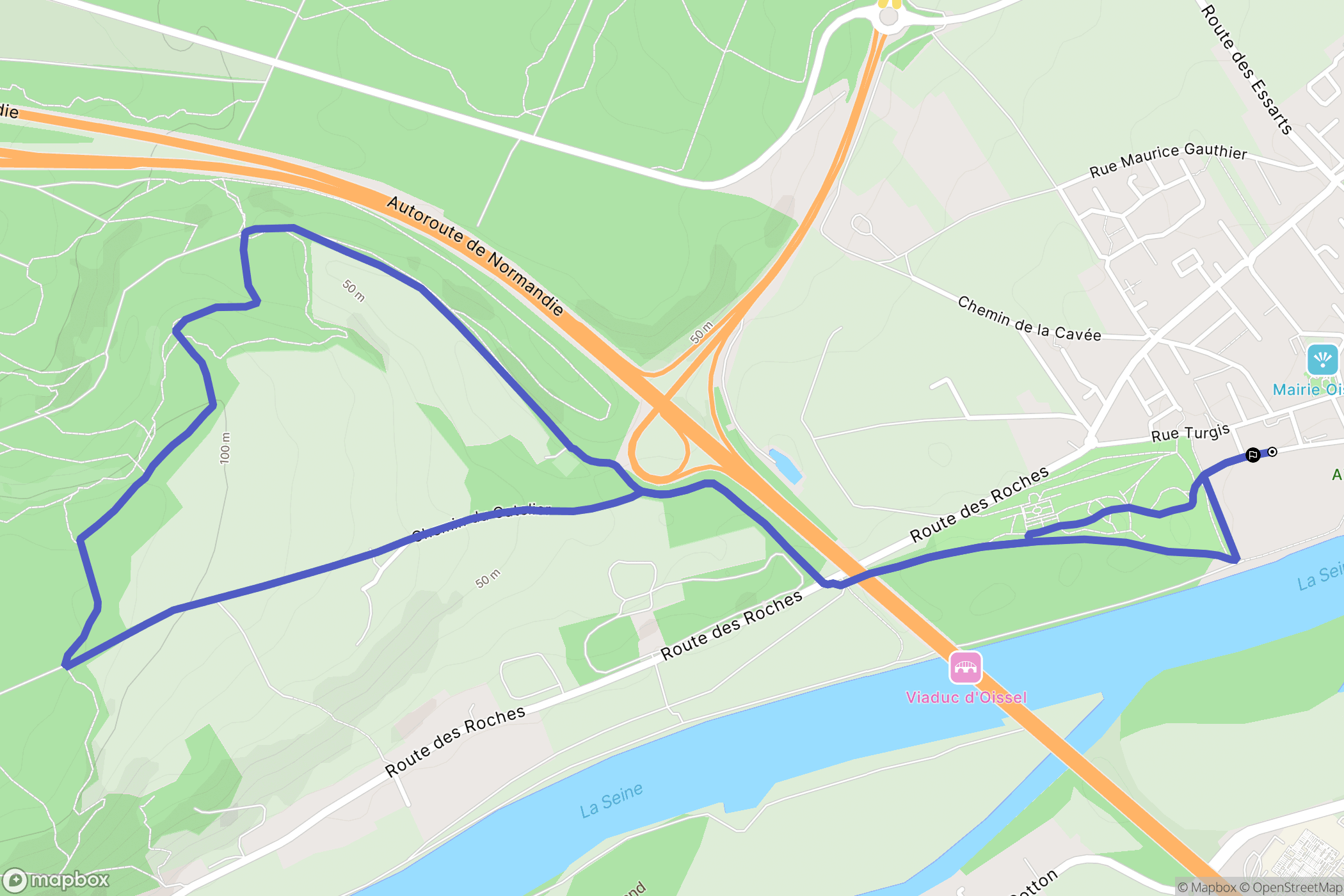 Oissel : carte du parcours de randonnée - France