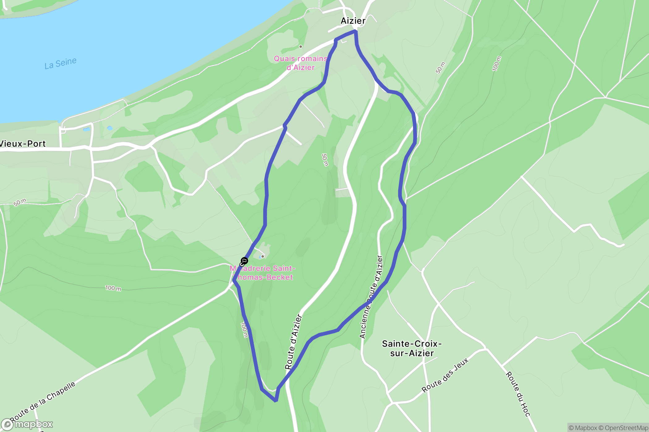 Aizier : carte du parcours de randonnée - France
