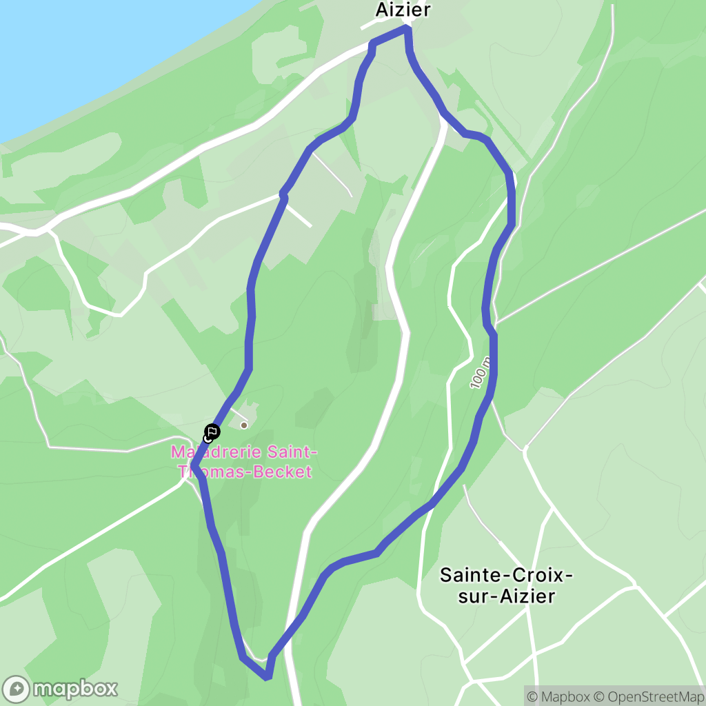Aizier : carte du parcours de randonnée - France