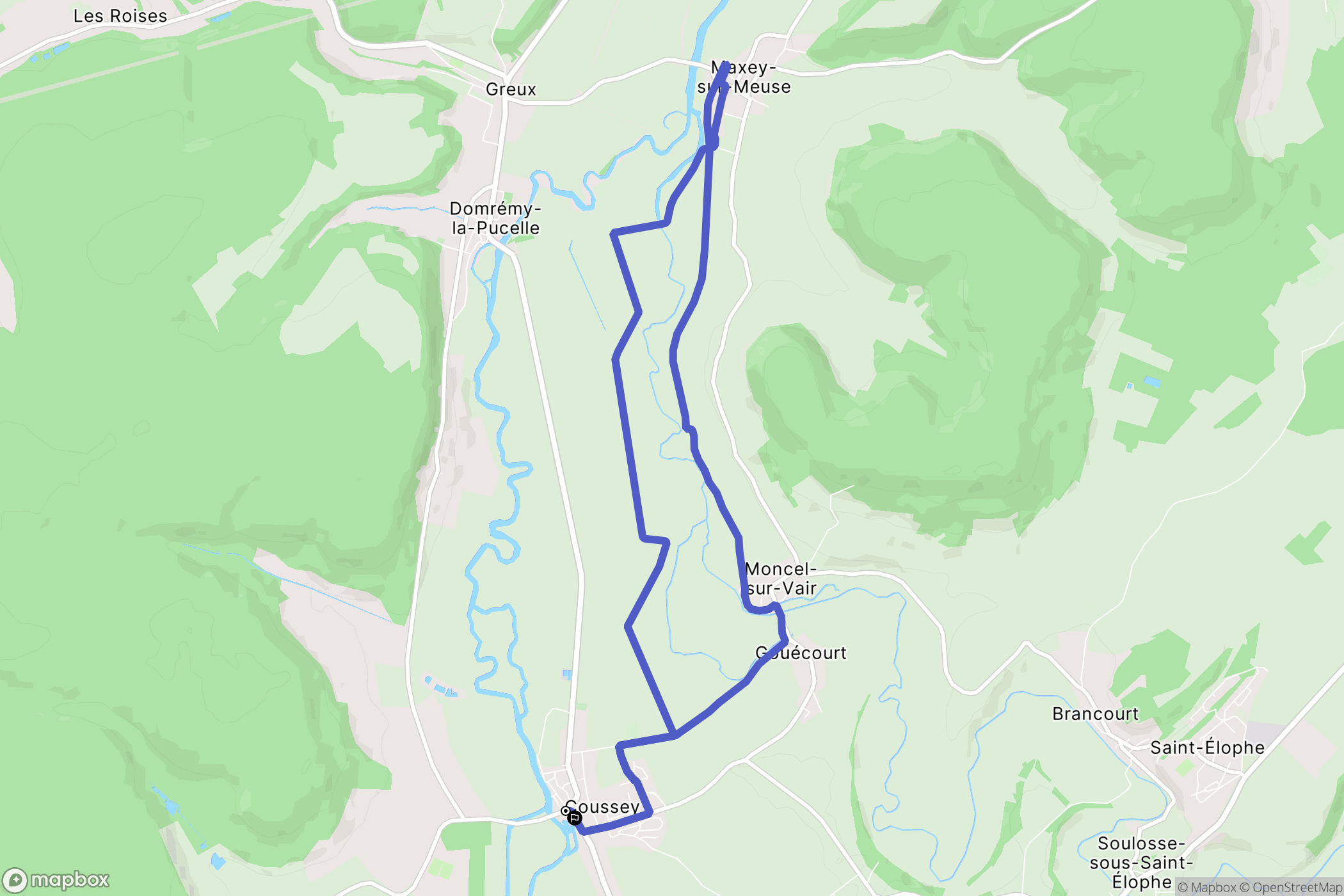 Coussey : carte du parcours de randonnée - France