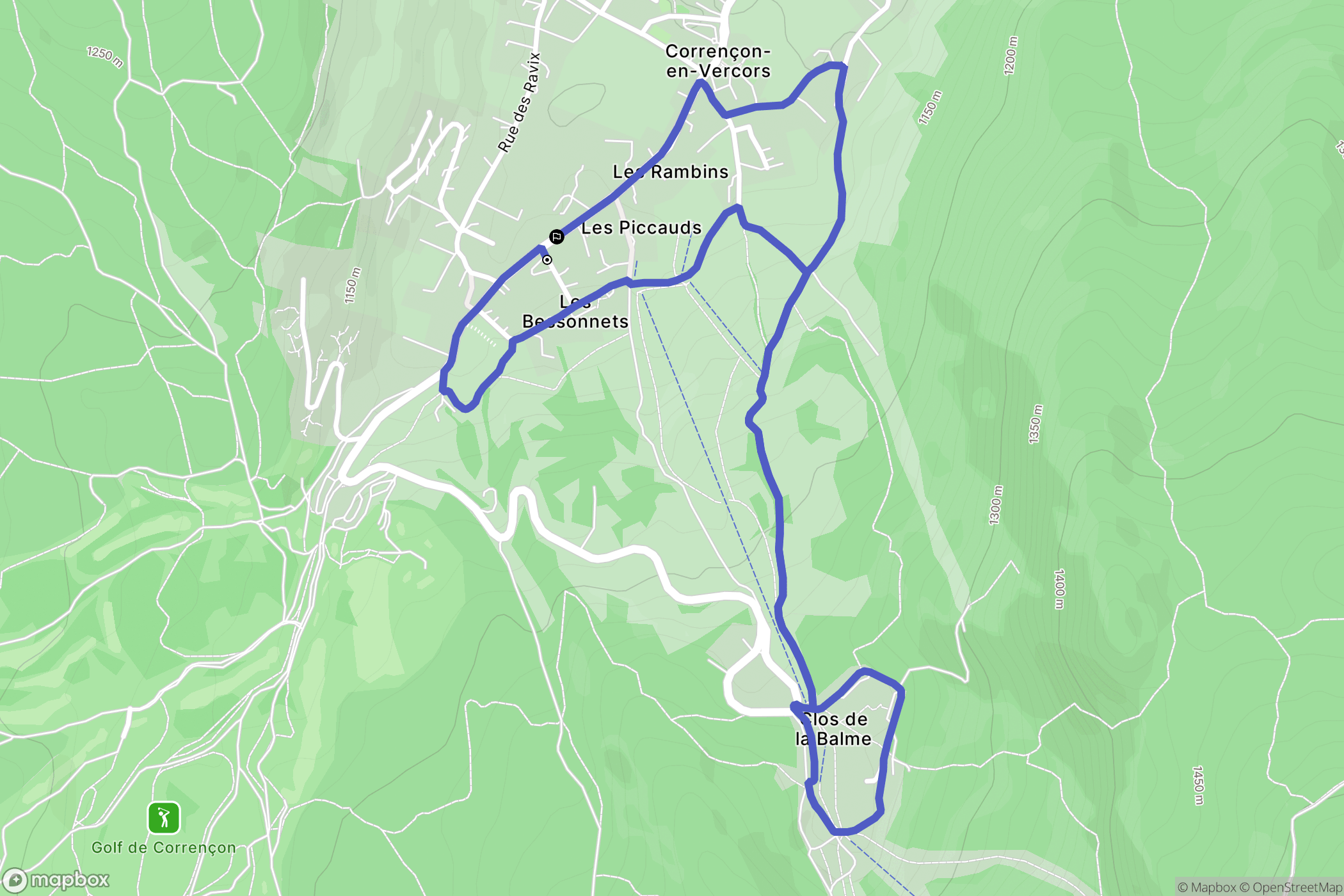 Corrençon-en-Vercors : carte du parcours de randonnée - France
