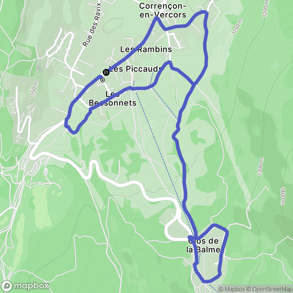 Corrençon-en-Vercors : carte du parcours de randonnée - France