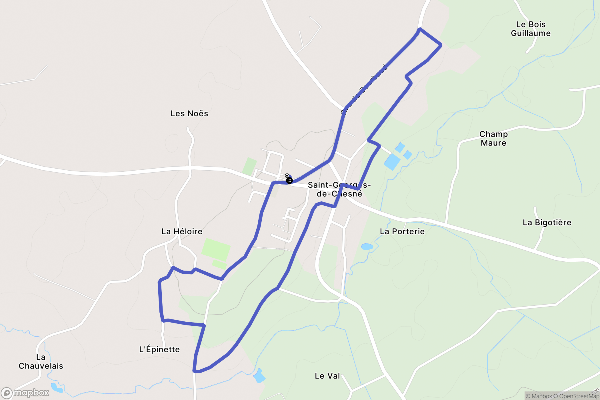 Rives-du-Couesnon : carte du parcours de randonnée - France