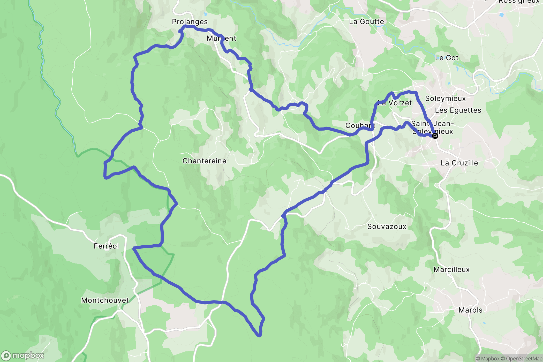 Saint-Jean-Soleymieux : carte du parcours de randonnée - France
