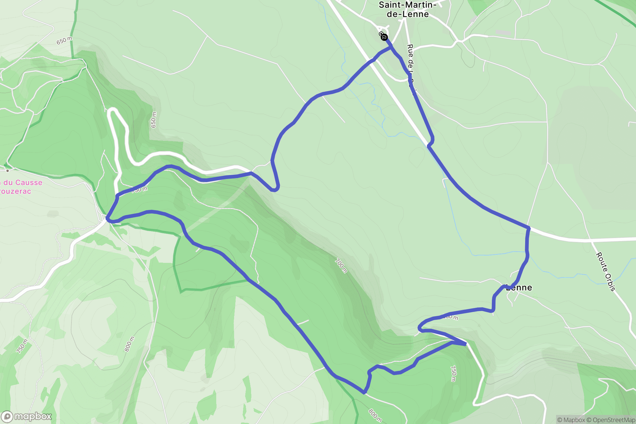 Saint-Martin-de-Lenne : carte du parcours de randonnée - France