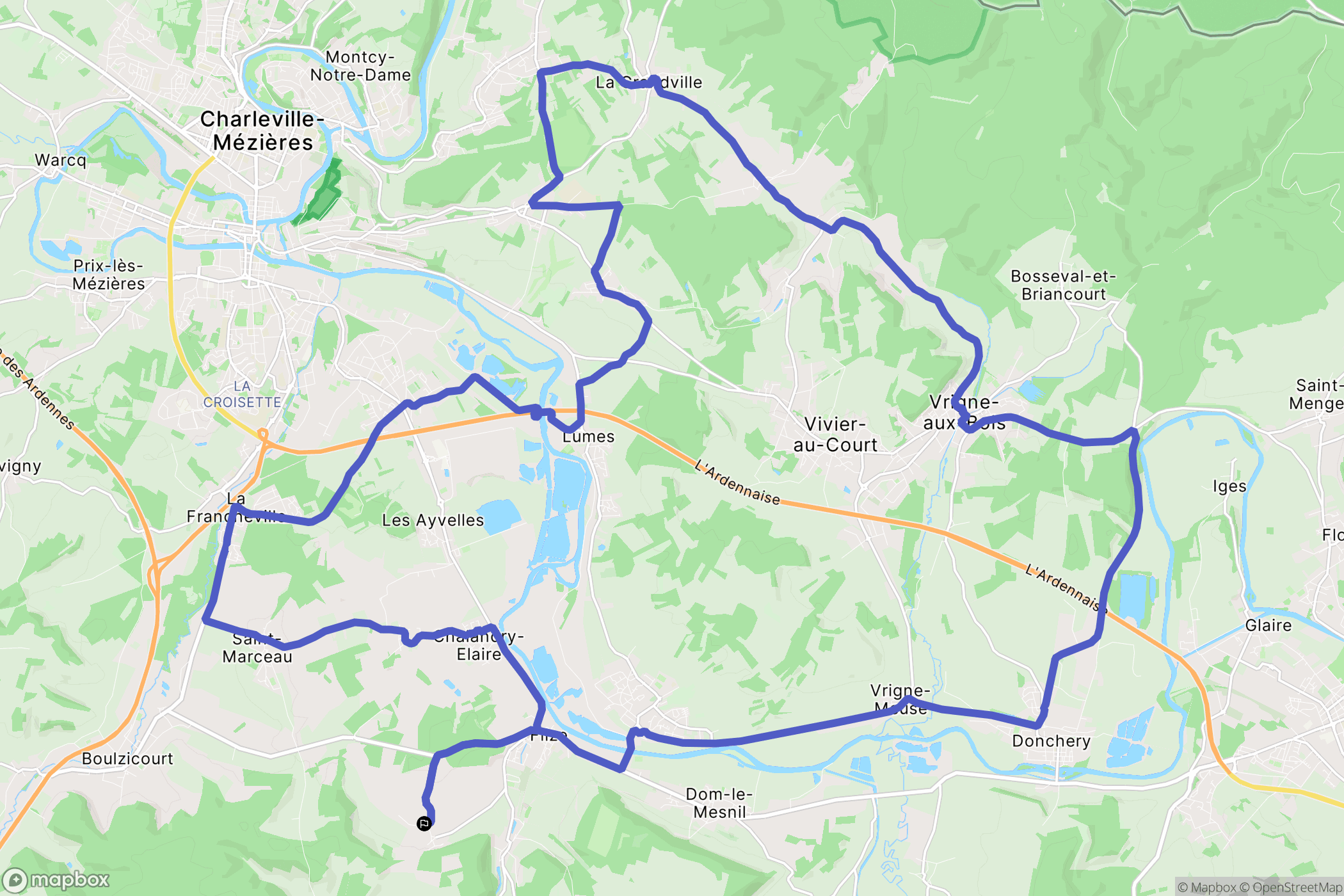 Étrépigny : carte du parcours de randonnée - France