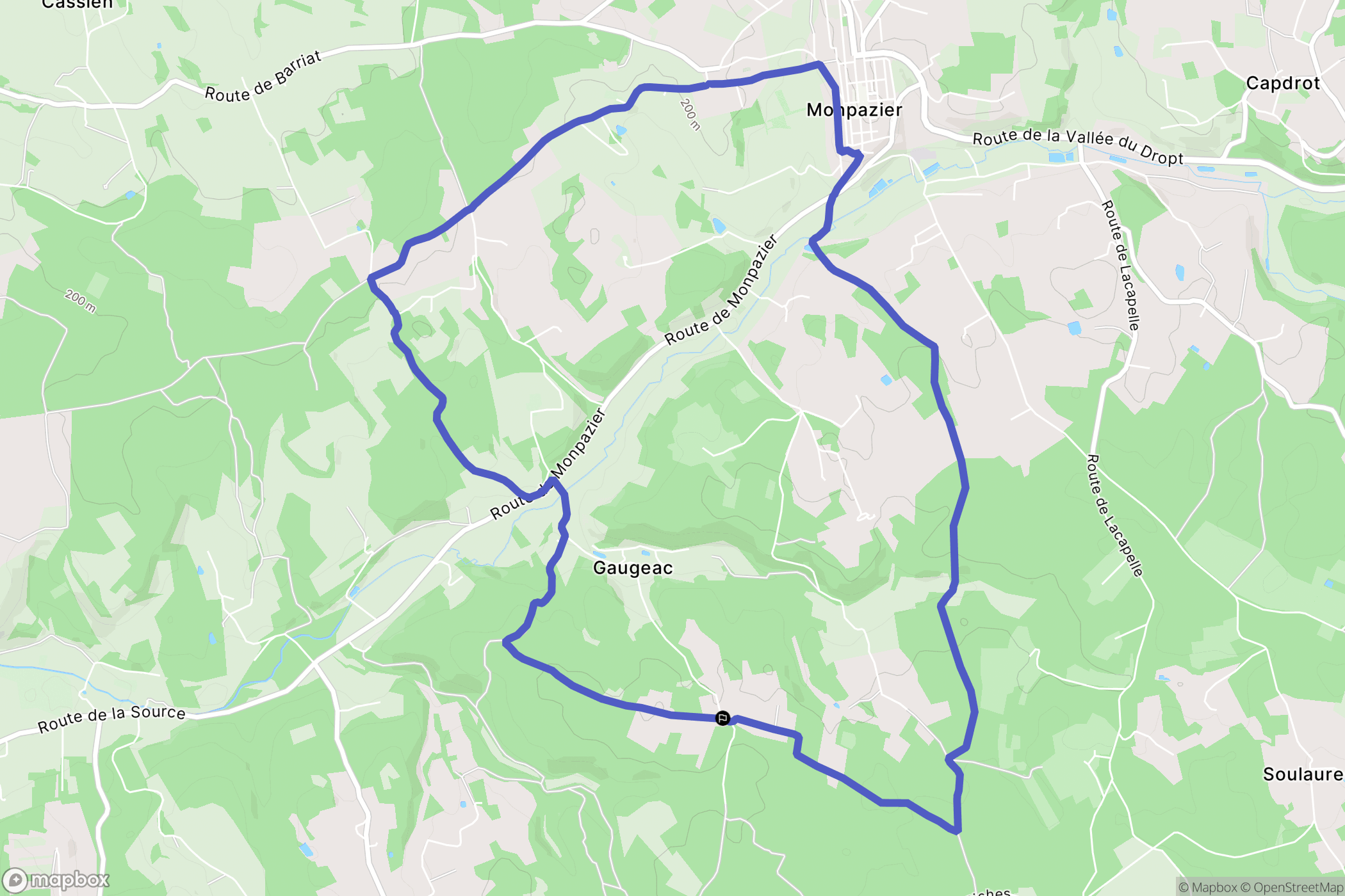 Gaugeac : carte du parcours de randonnée - France