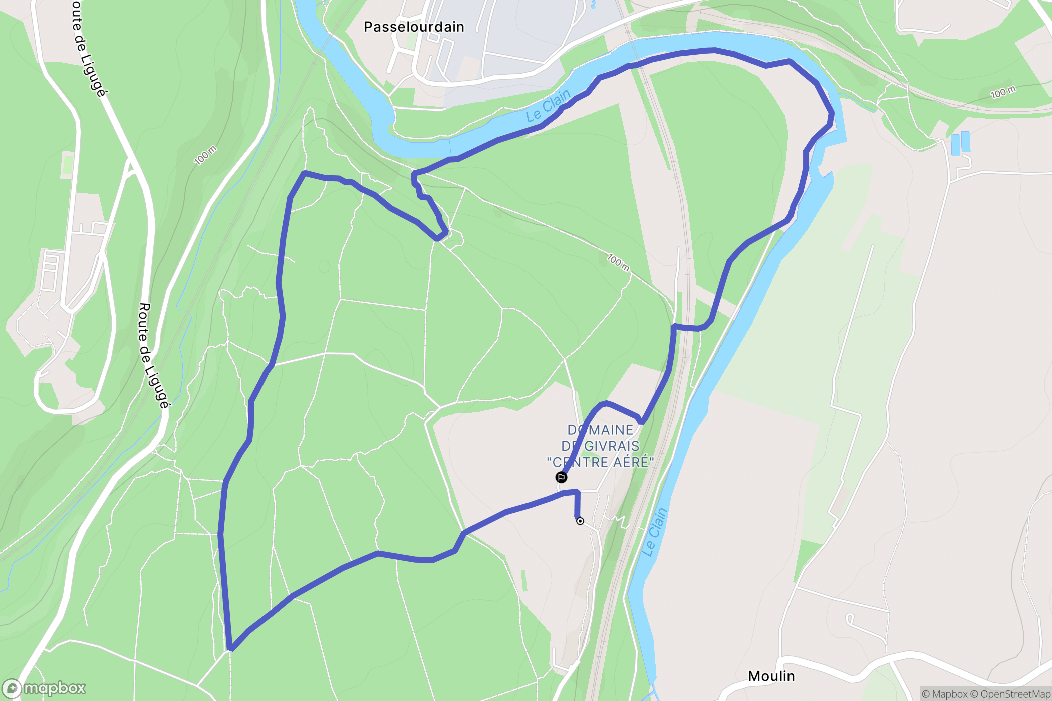 Ligugé : carte du parcours de randonnée - France