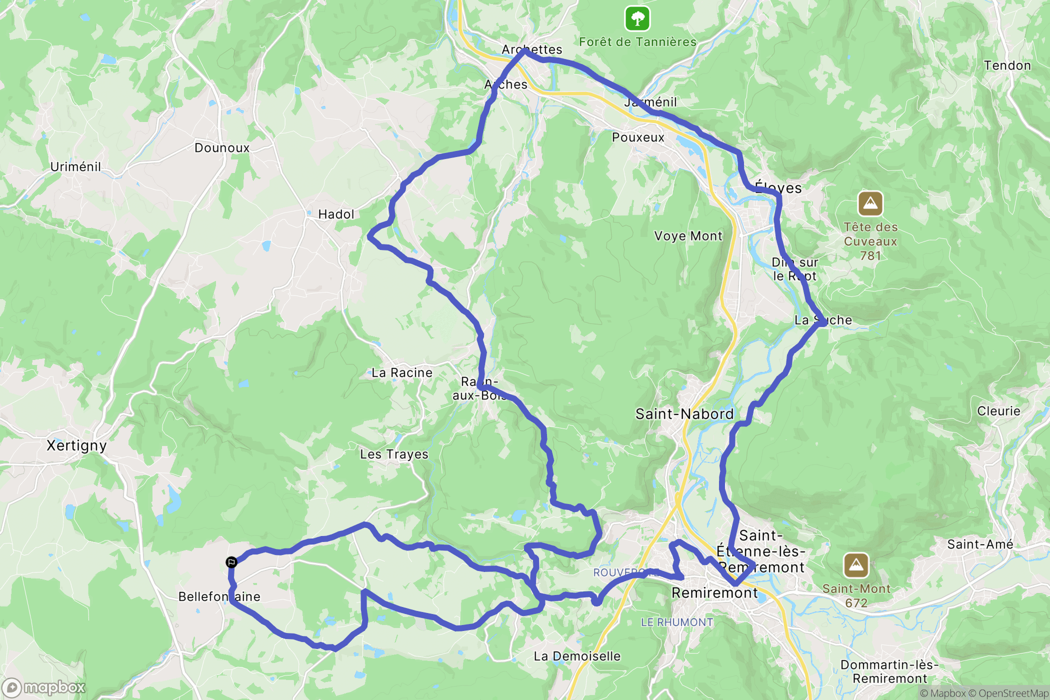 Bellefontaine : carte du parcours de randonnée - France