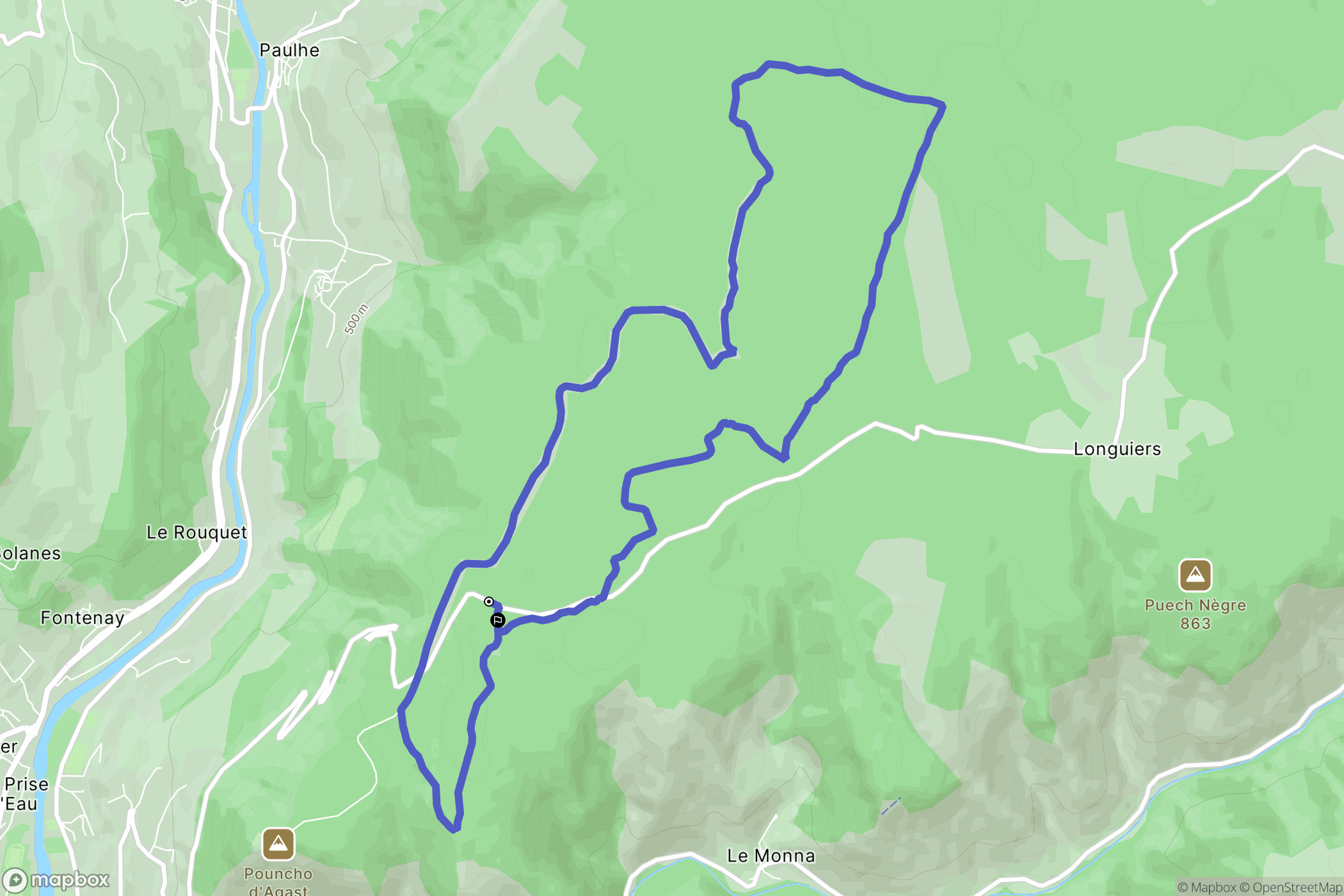Millau : carte du parcours de randonnée - France