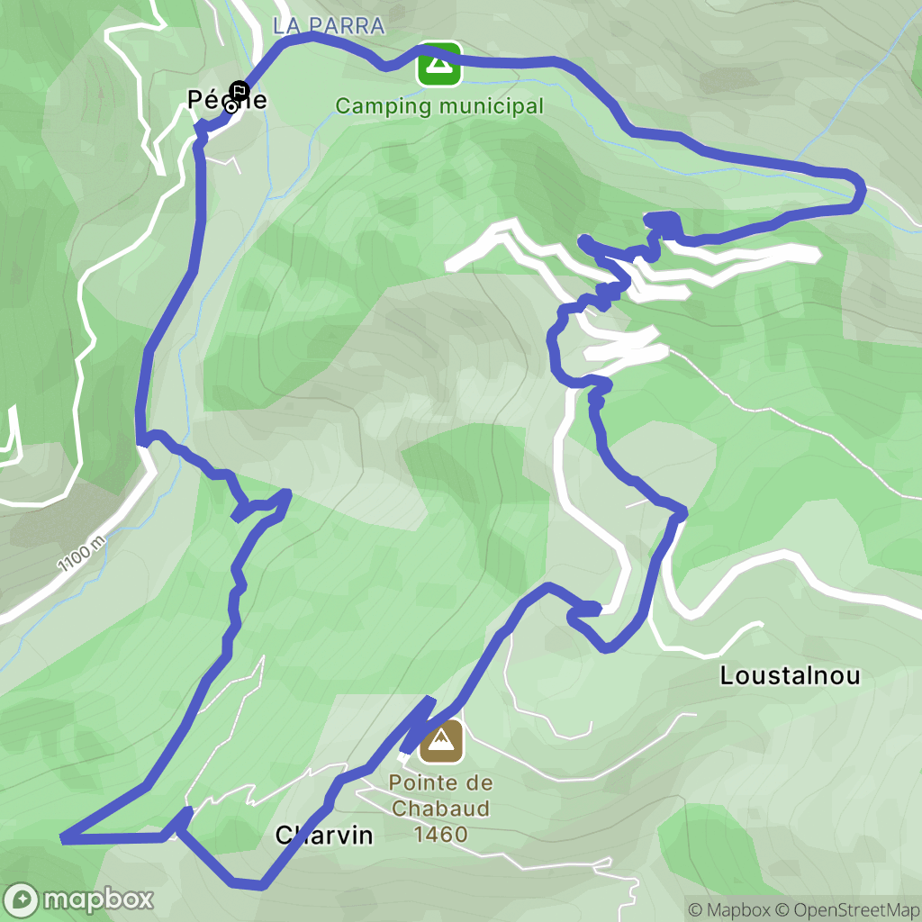 Péone : carte du parcours de randonnée - France