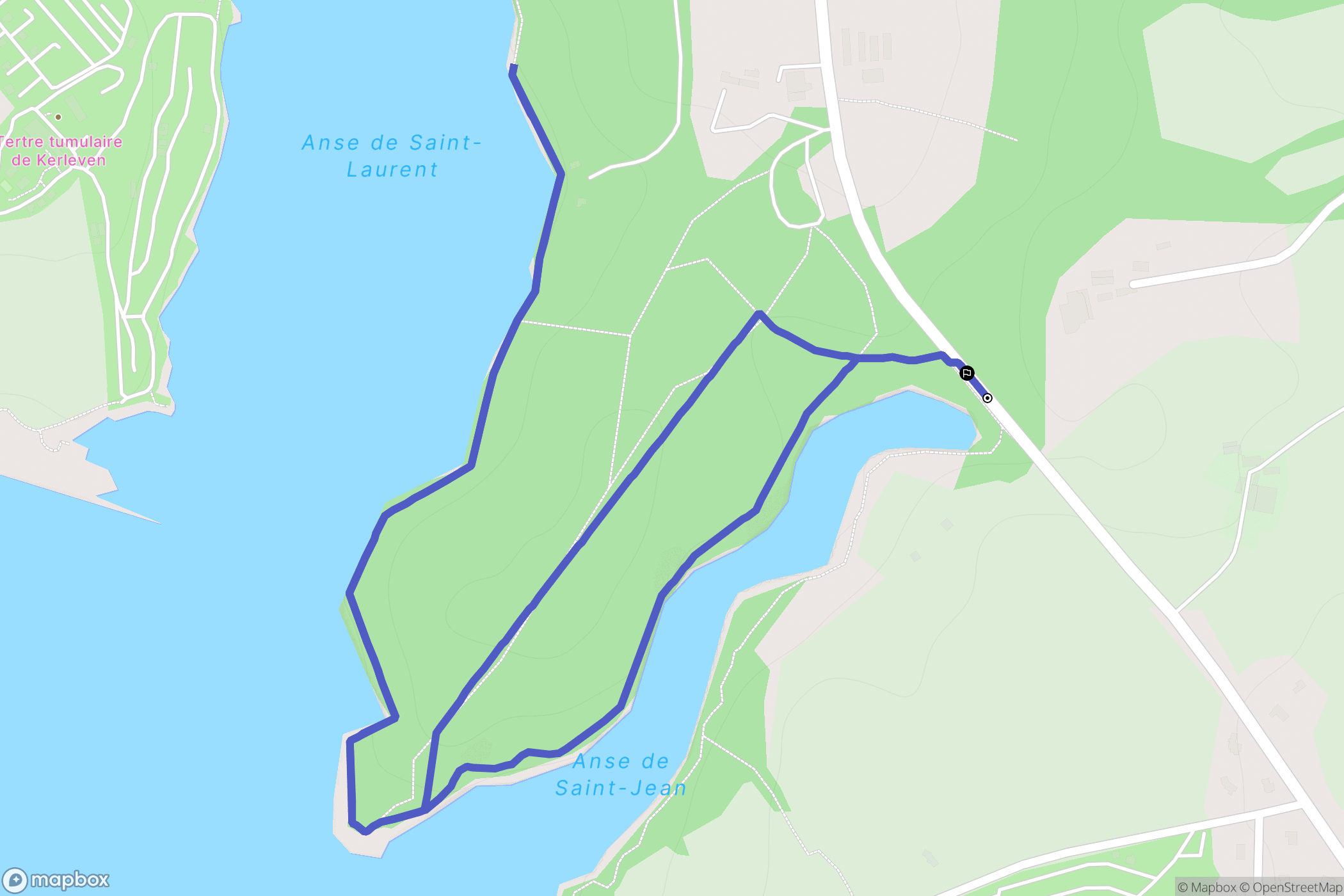 Concarneau : carte du parcours de randonnée - France