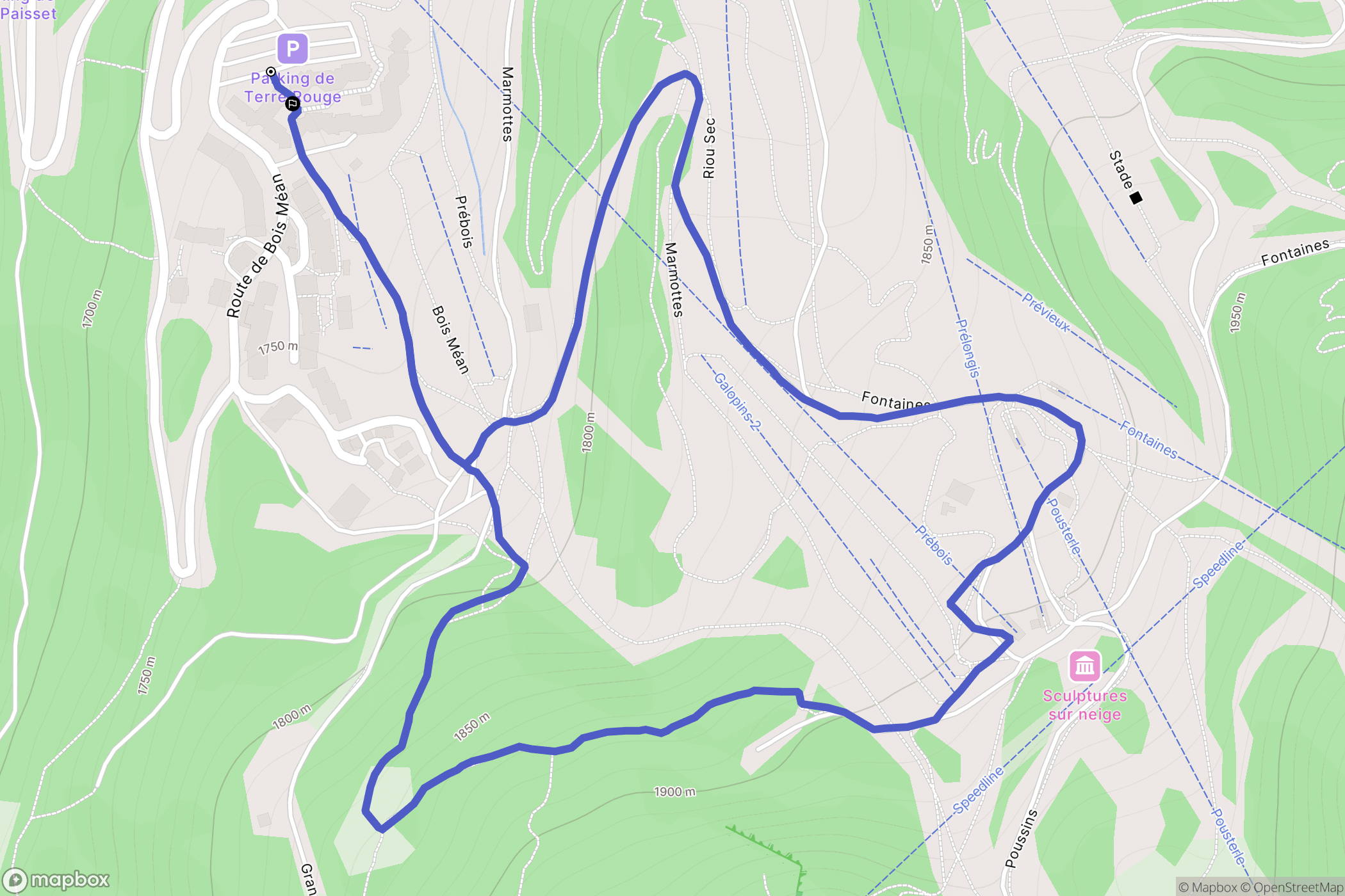 Les Orres : carte du parcours de randonnée - France