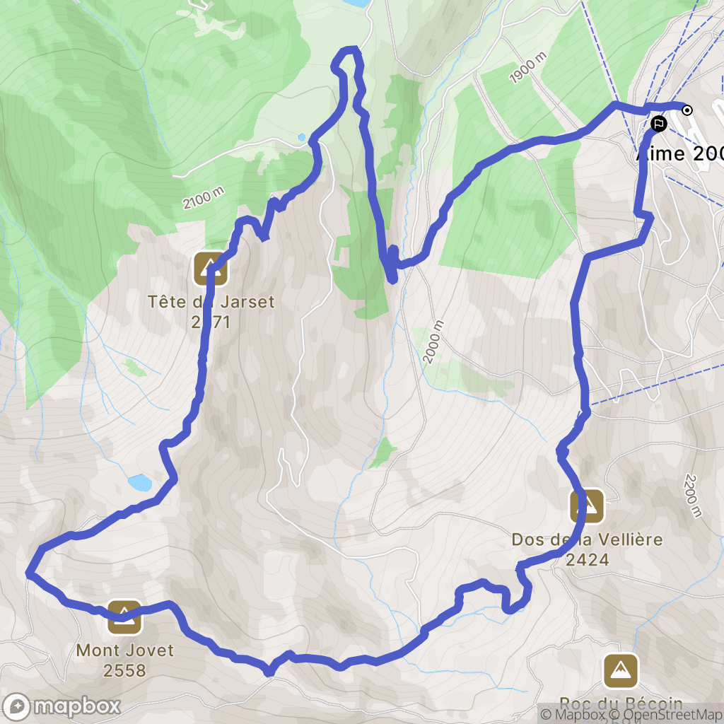 Aime-la-Plagne : carte du parcours de randonnée - France