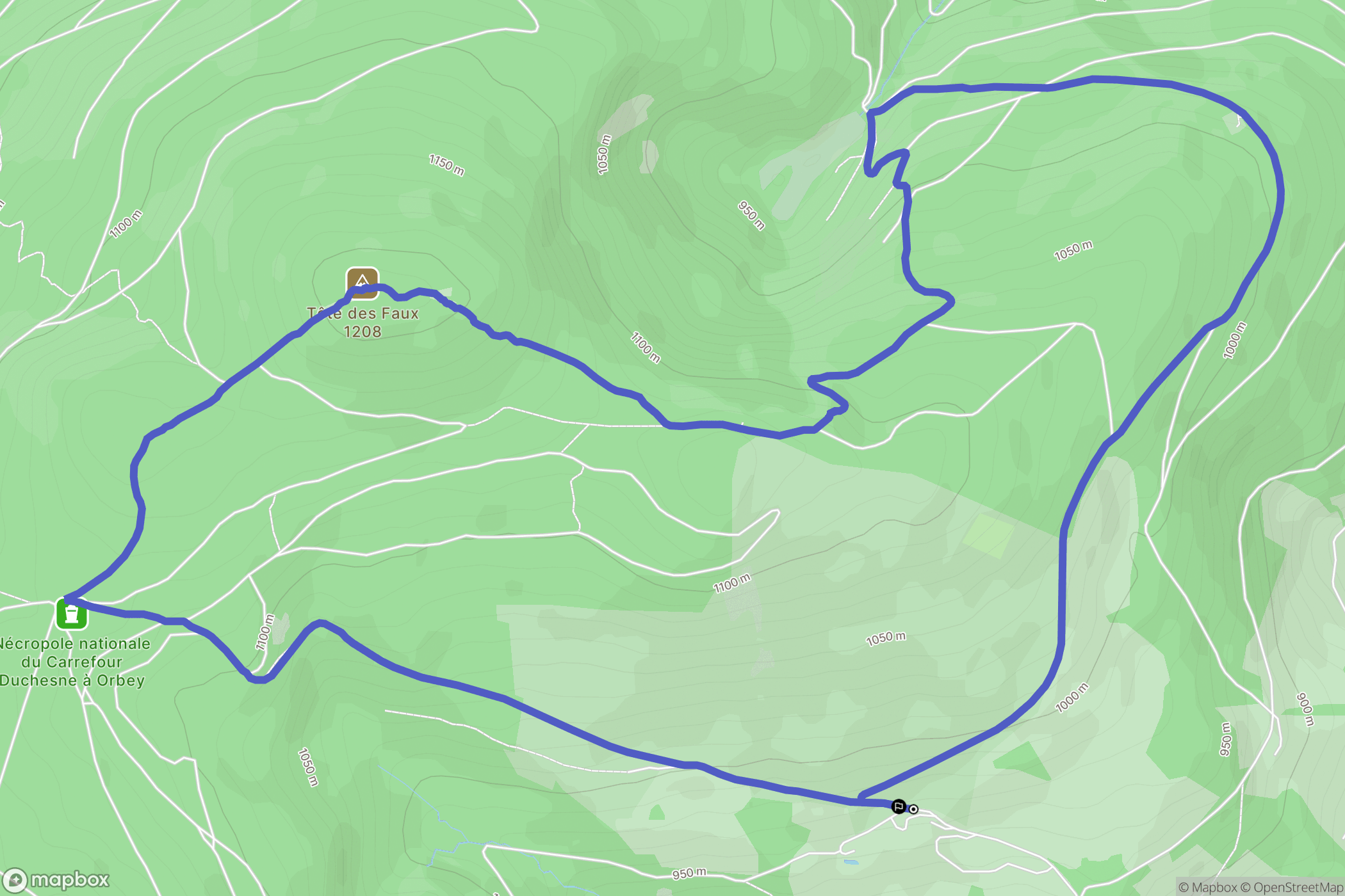 Orbey : carte du parcours de randonnée - France