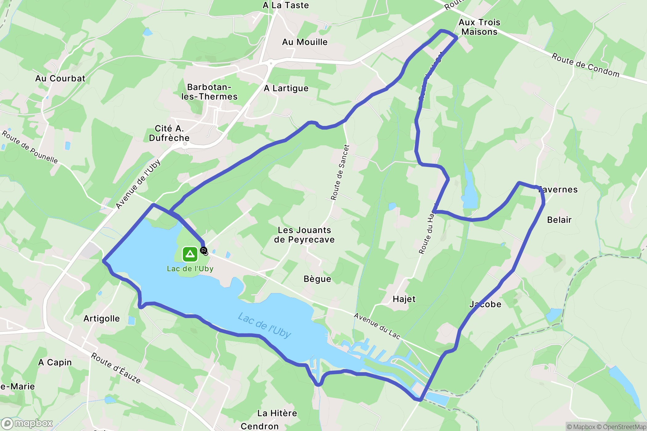 Cazaubon : carte du parcours de randonnée - France