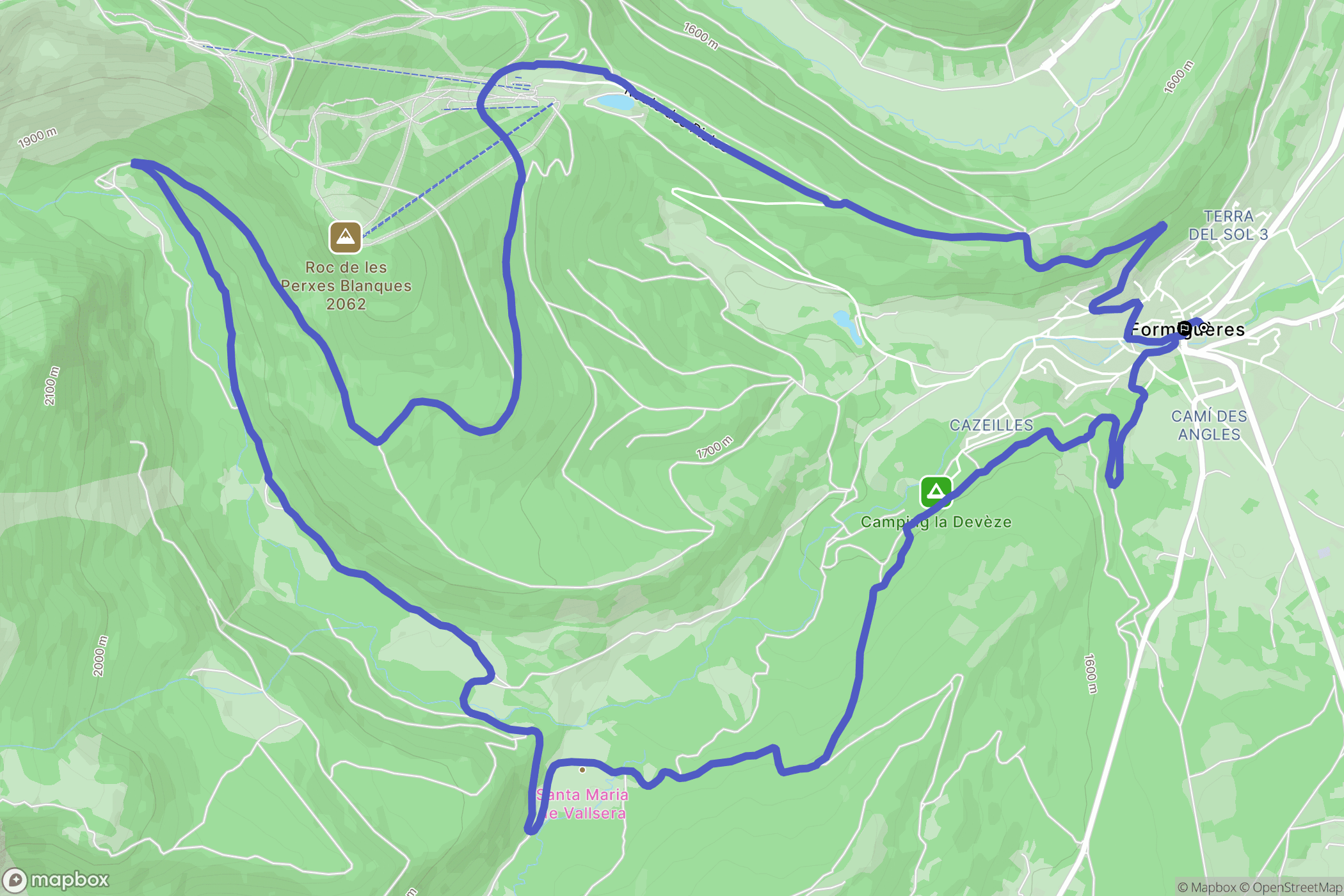 Formiguères : carte du parcours de randonnée - France