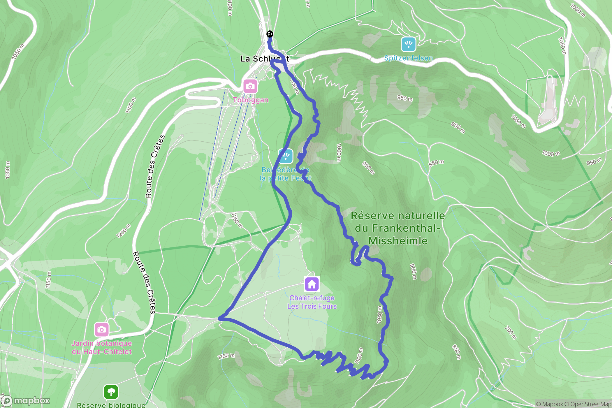 Le Valtin : carte du parcours de randonnée - France