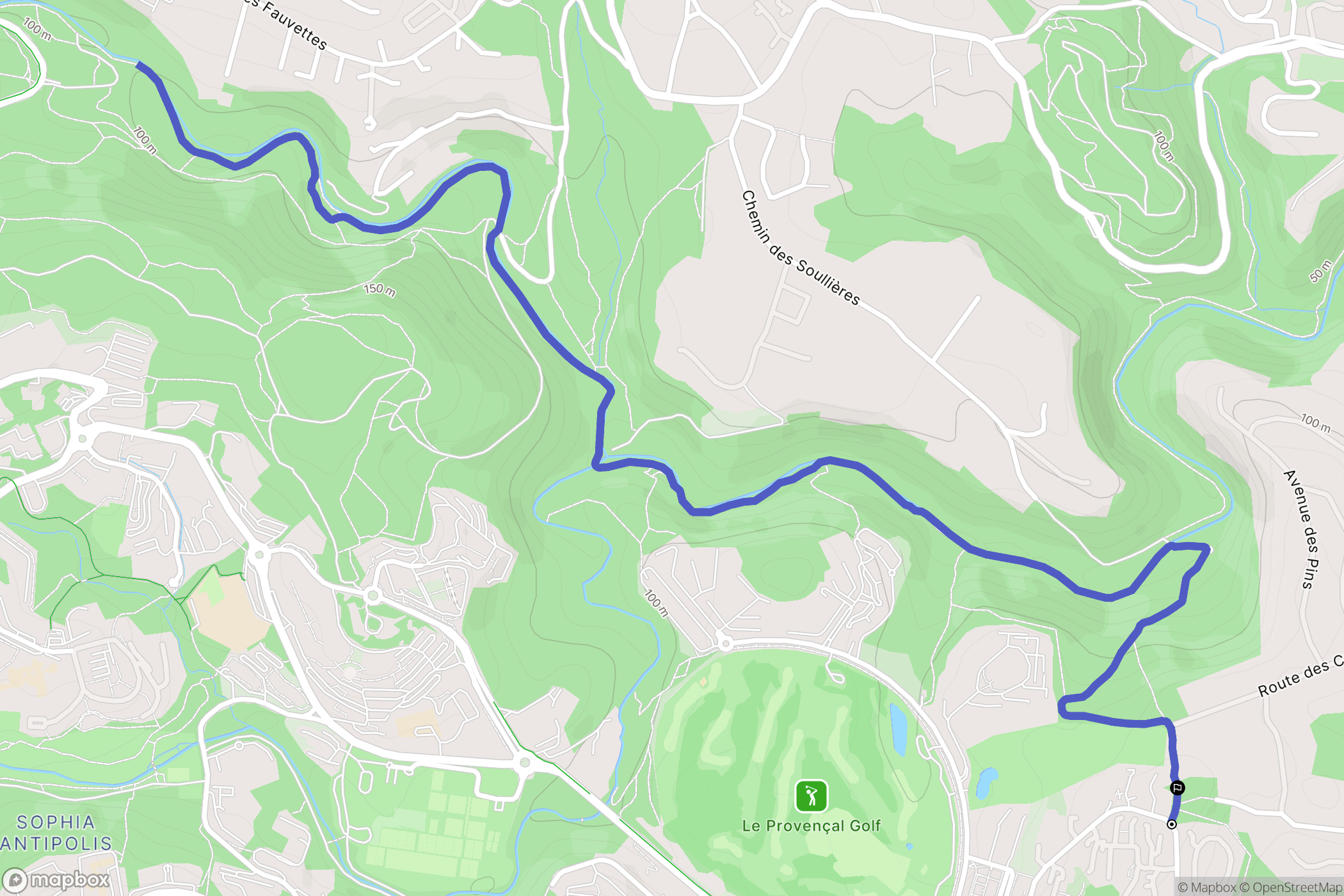 Biot : carte du parcours de randonnée - France
