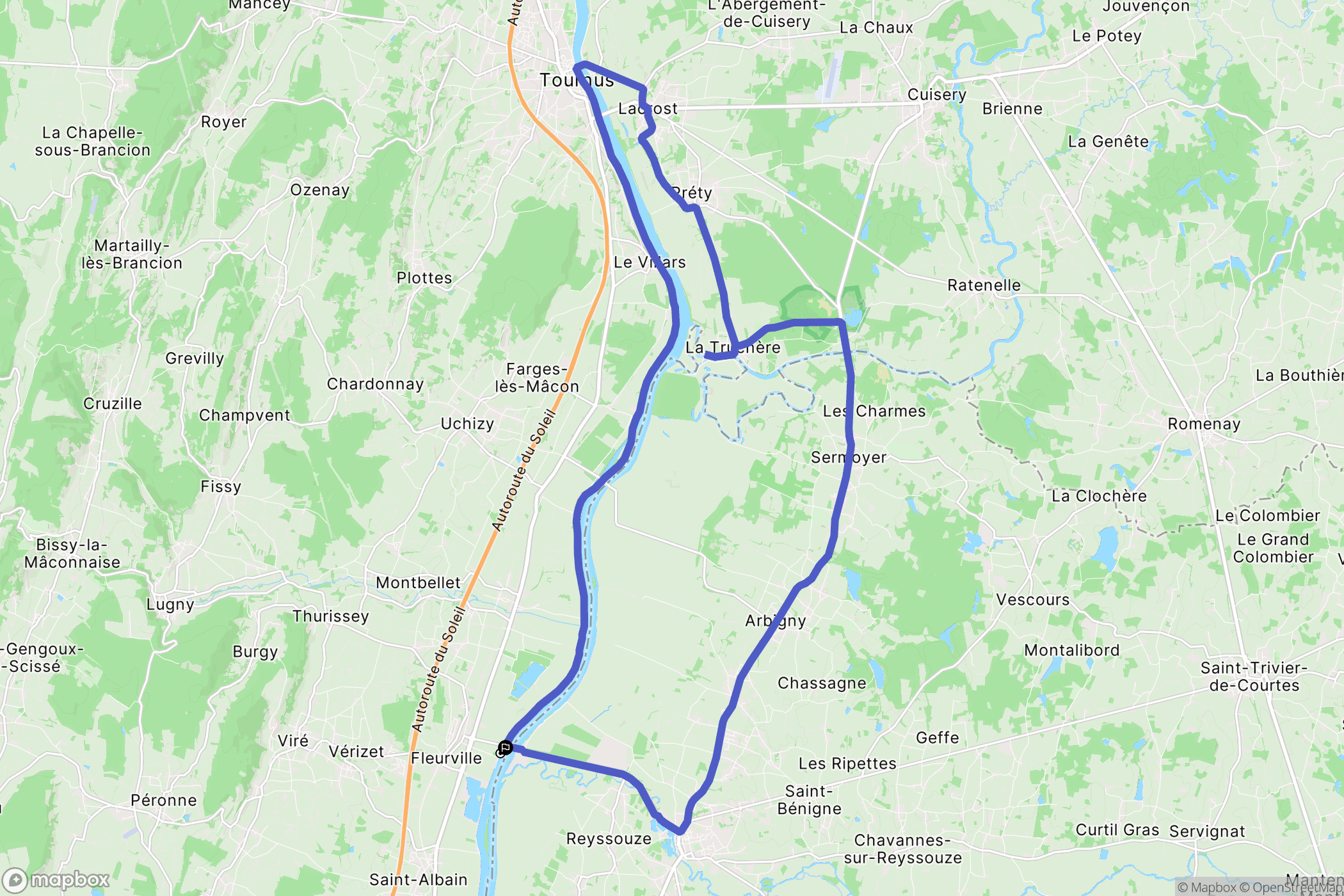 Montbellet : carte du parcours de randonnée - France
