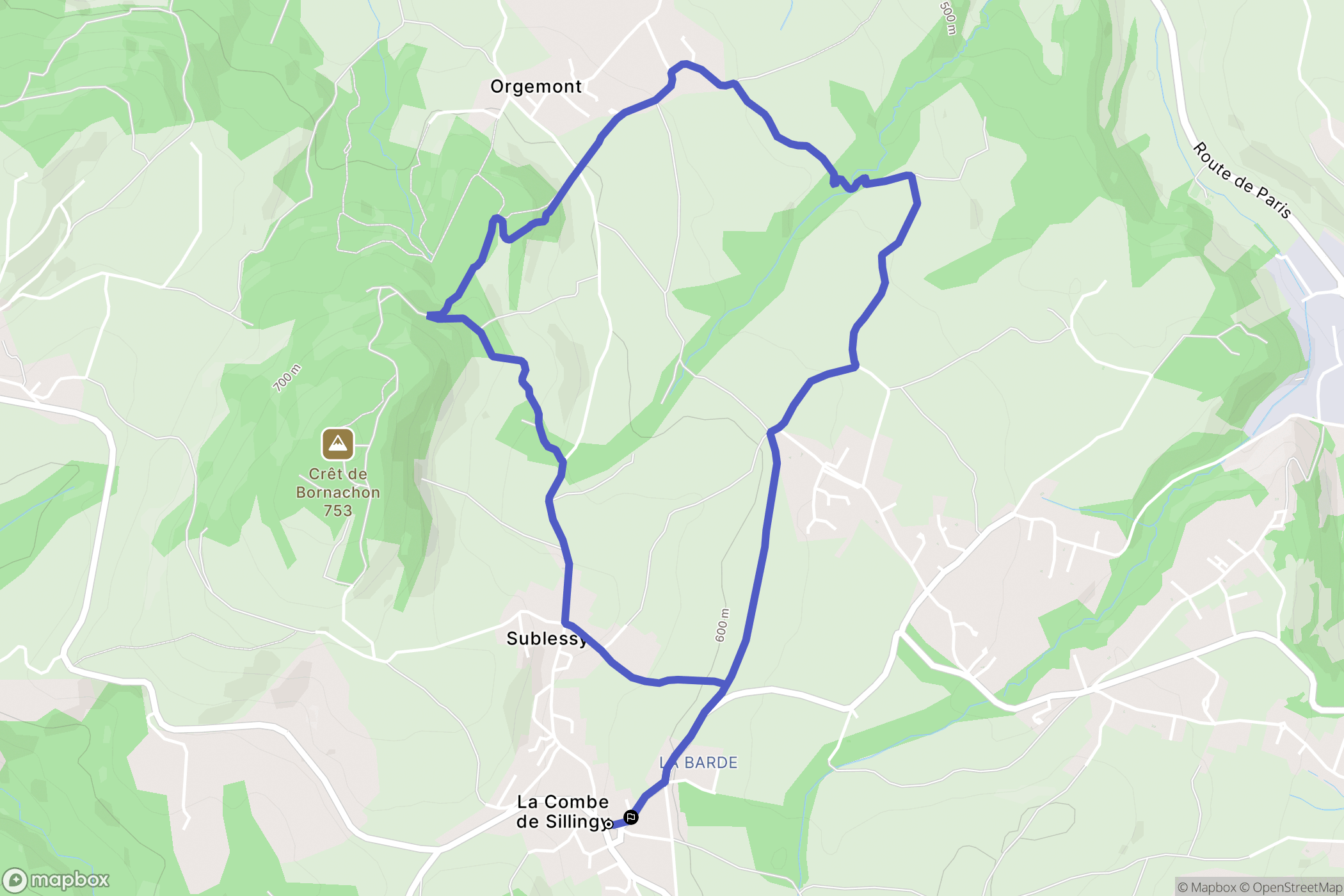Sillingy : carte du parcours de randonnée - France