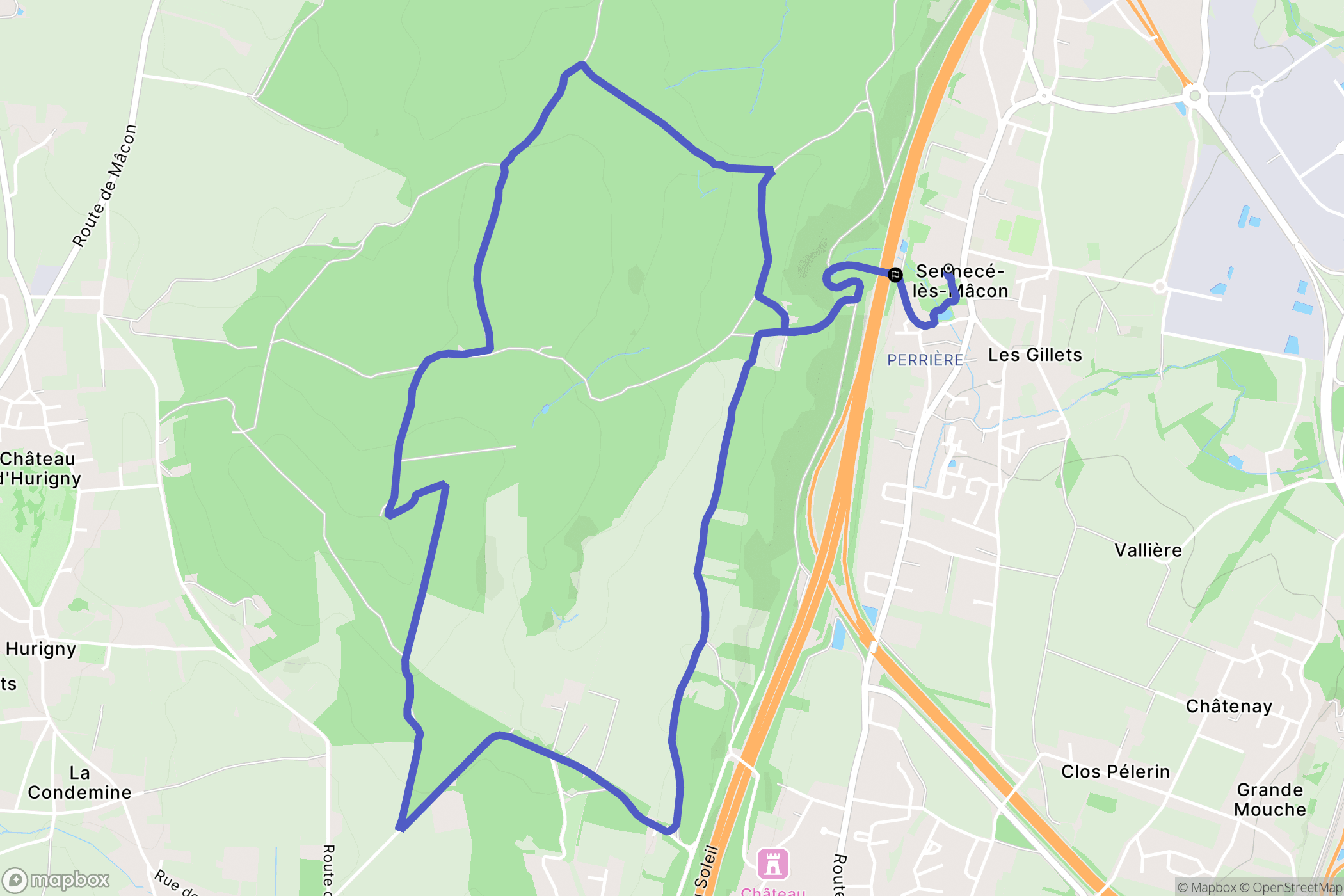 Mâcon : carte du parcours de randonnée - France