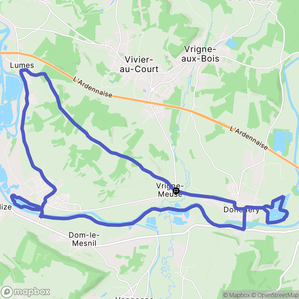 Vrigne-Meuse : carte du parcours de randonnée - France