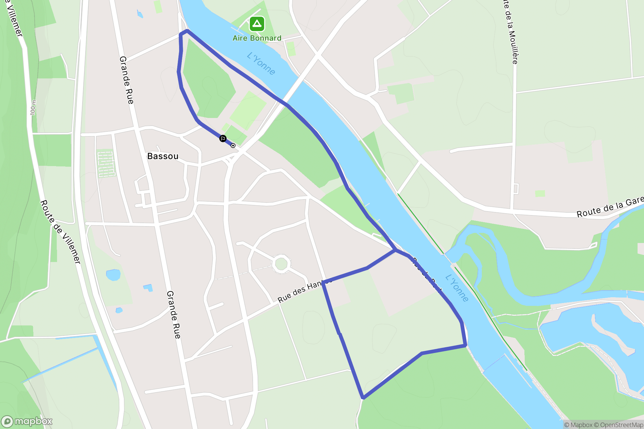 Bassou : carte du parcours de randonnée - France