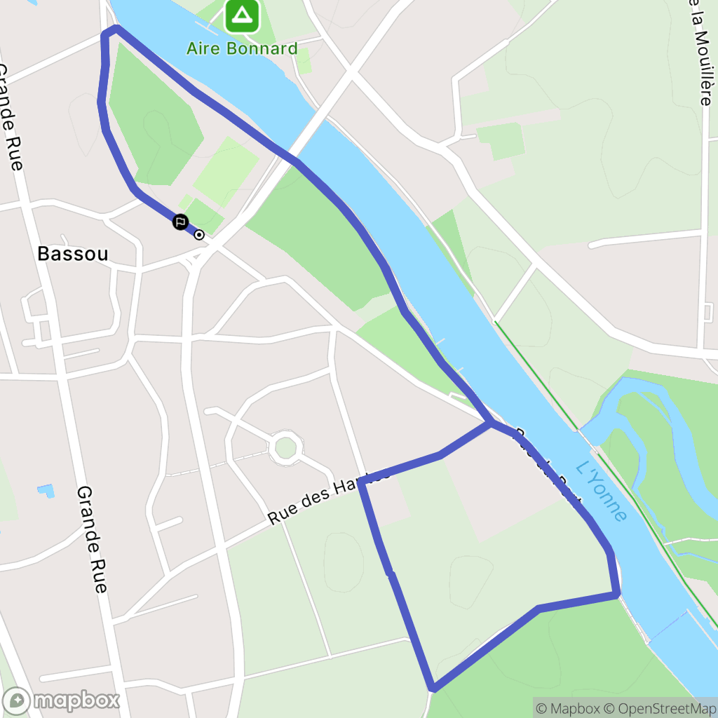 Bassou : carte du parcours de randonnée - France