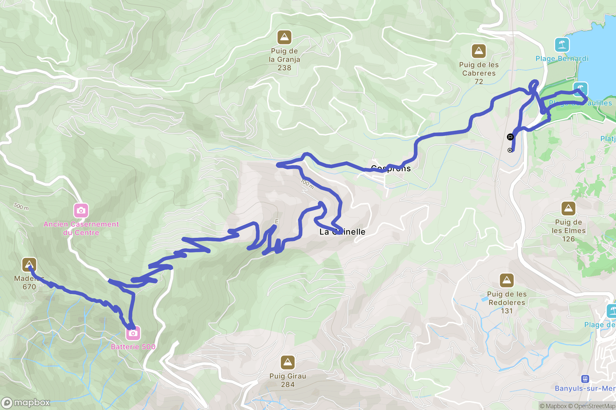 Port-Vendres : carte du parcours de randonnée - France