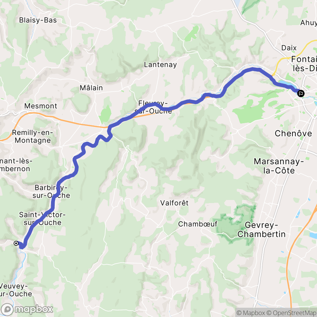 La Bussière-sur-Ouche : carte du parcours de randonnée - France