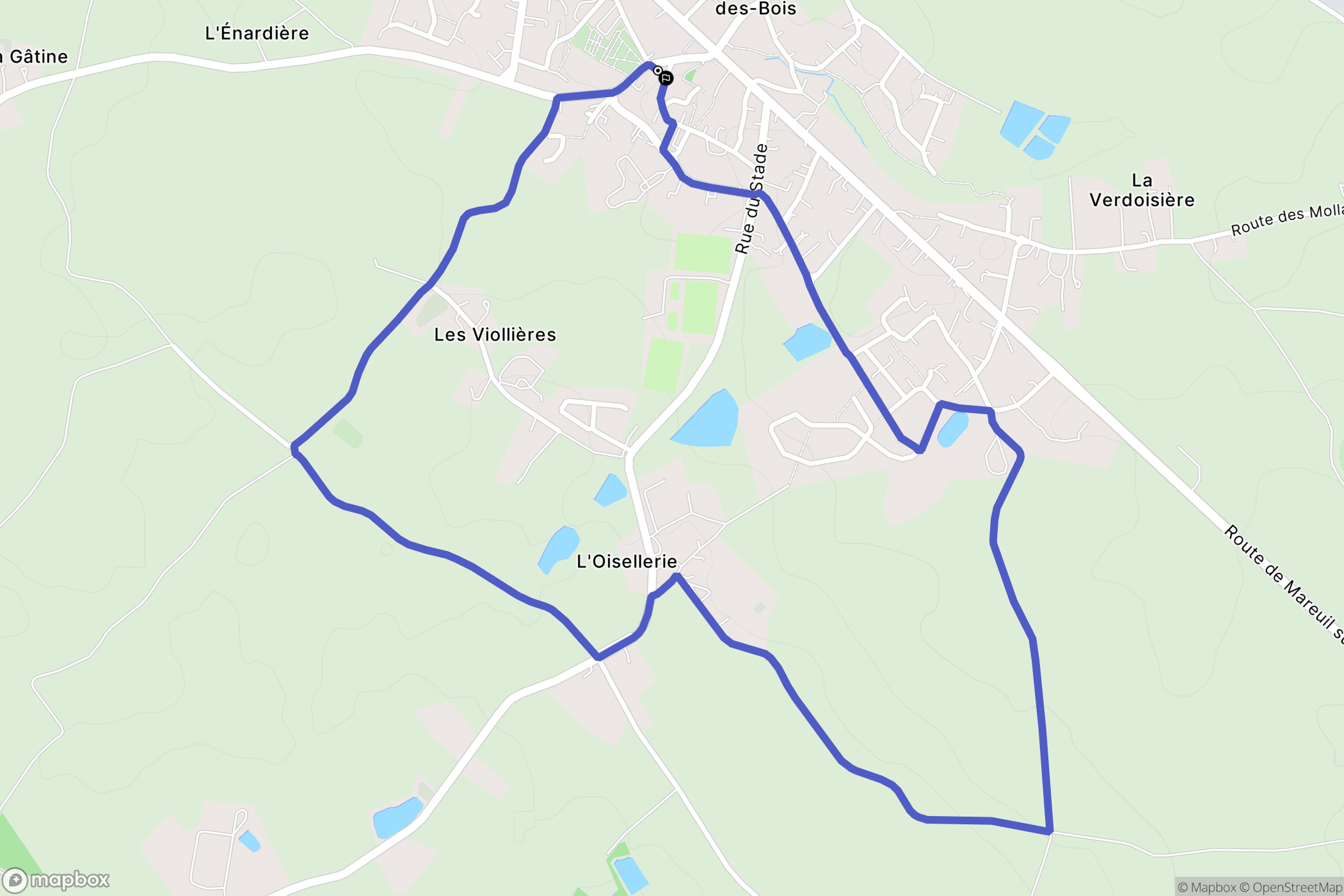 Rives-de-l'Yon : carte du parcours de randonnée - France
