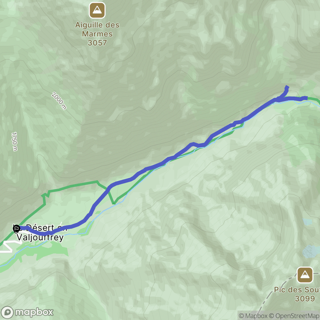 Valjouffrey : carte du parcours de randonnée - France