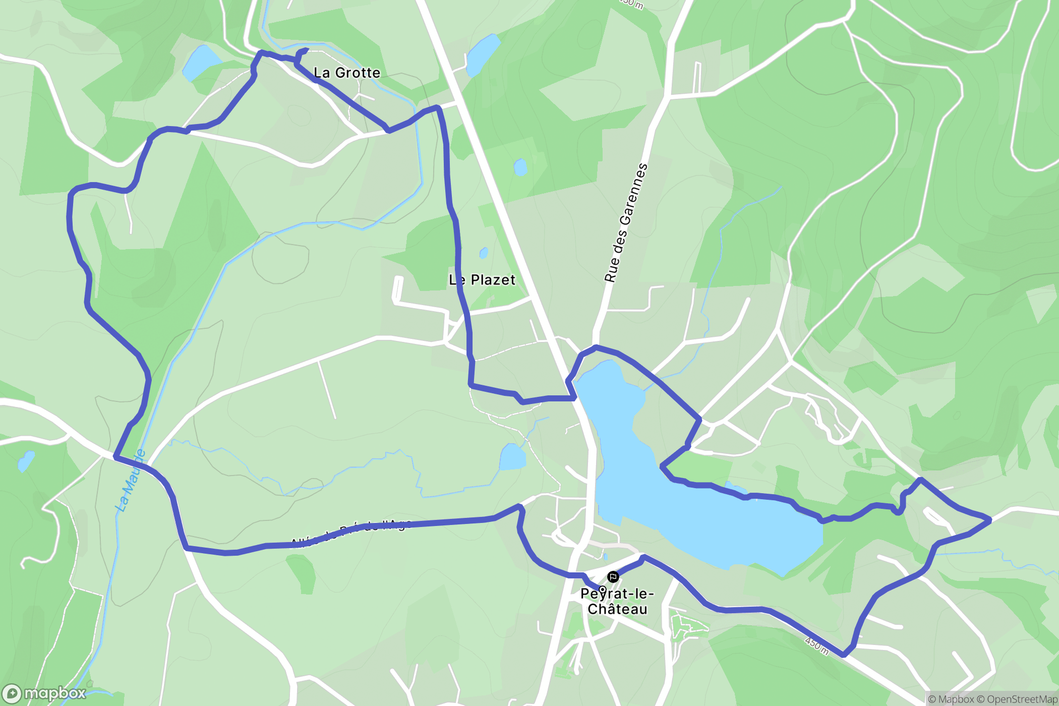 Peyrat-le-Château : carte du parcours de randonnée - France
