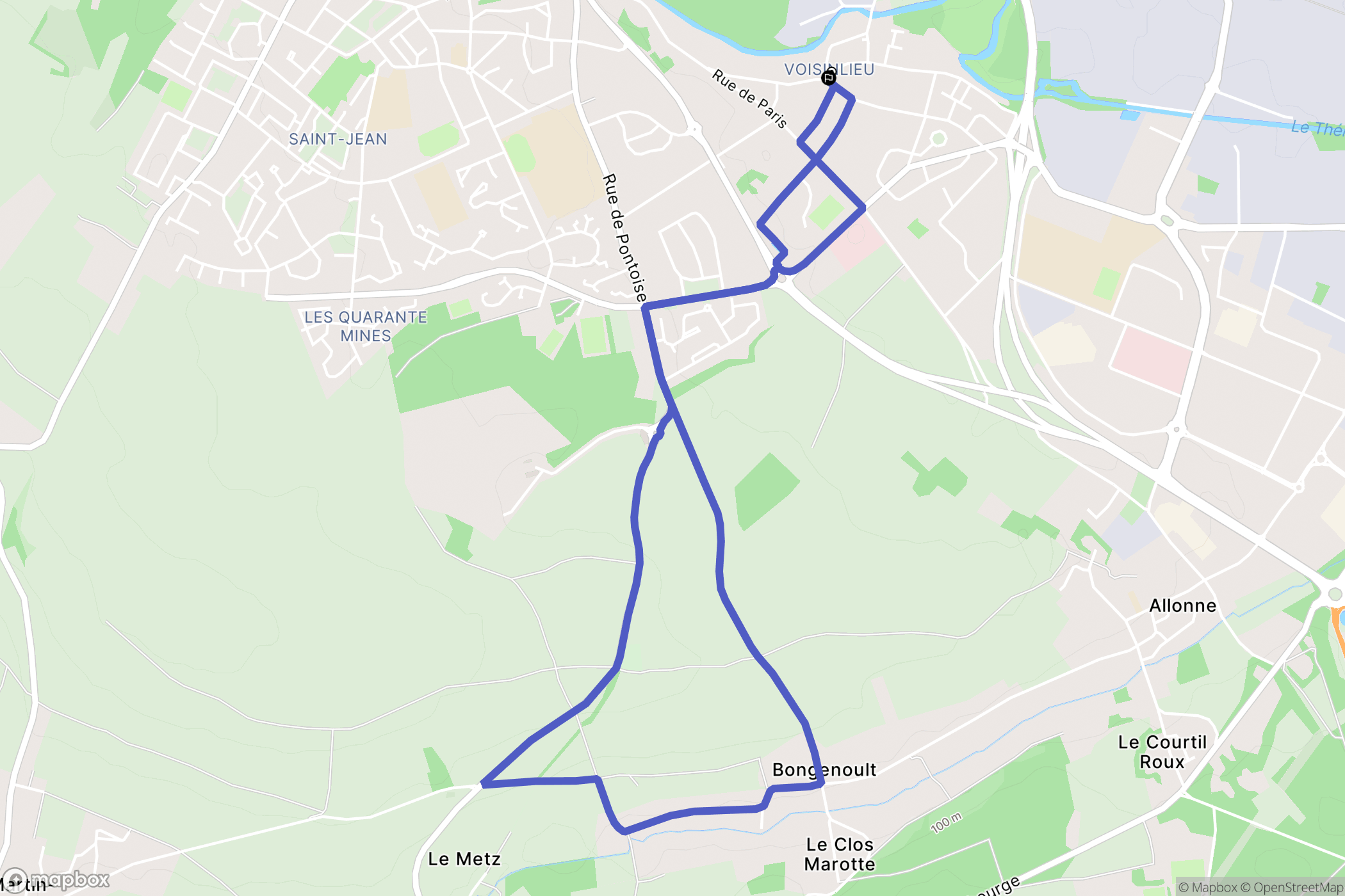 Beauvais : carte du parcours de randonnée - France