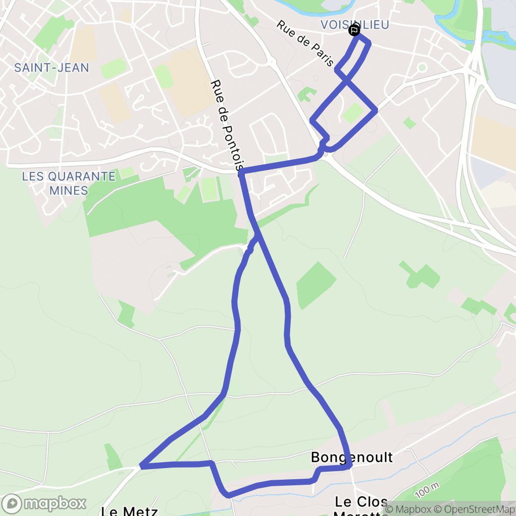 Beauvais : carte du parcours de randonnée - France