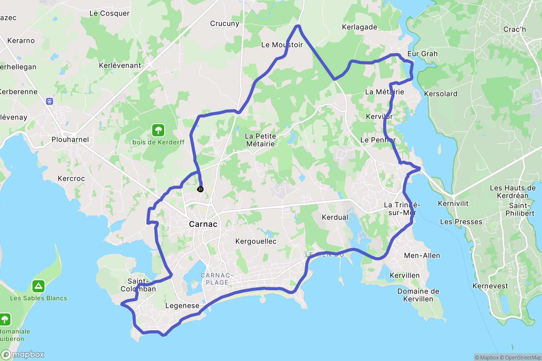 Carnac : carte du parcours de randonnée - France