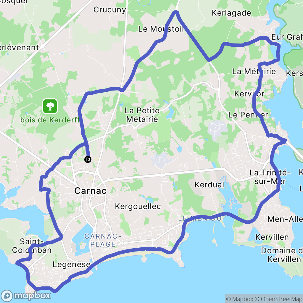 Carnac : carte du parcours de randonnée - France